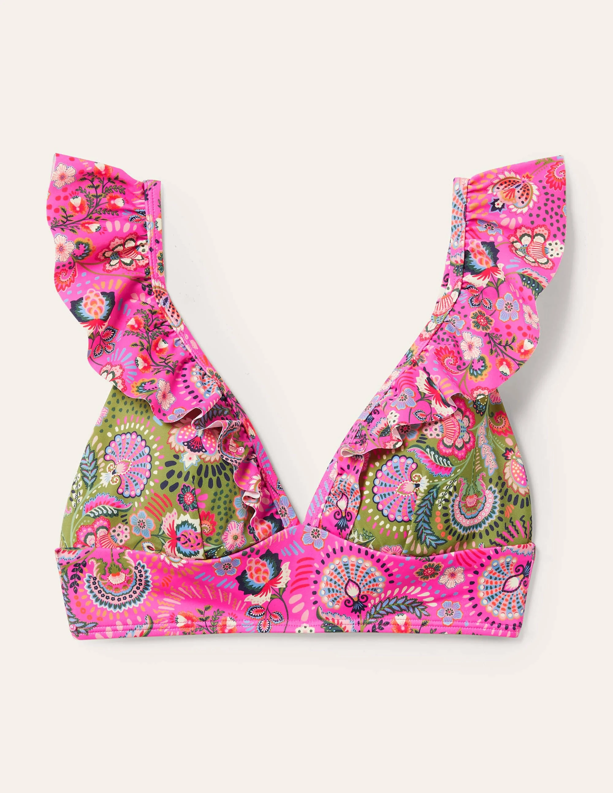 Palermo Ruffle Bikini Top-Pea, Decorative Meadow - Image 5