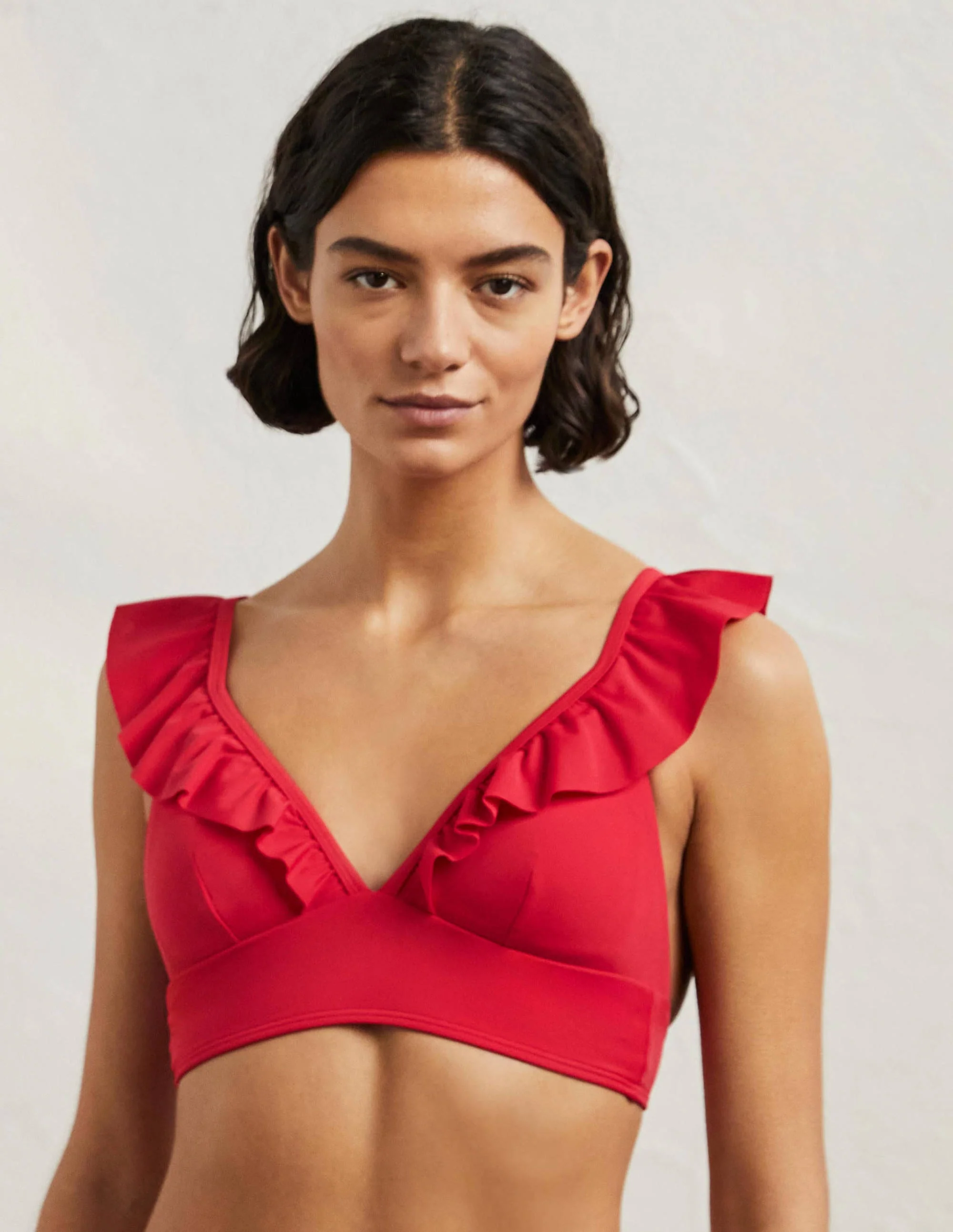 Palermo Ruffle Bikini Top-Red - Image 4