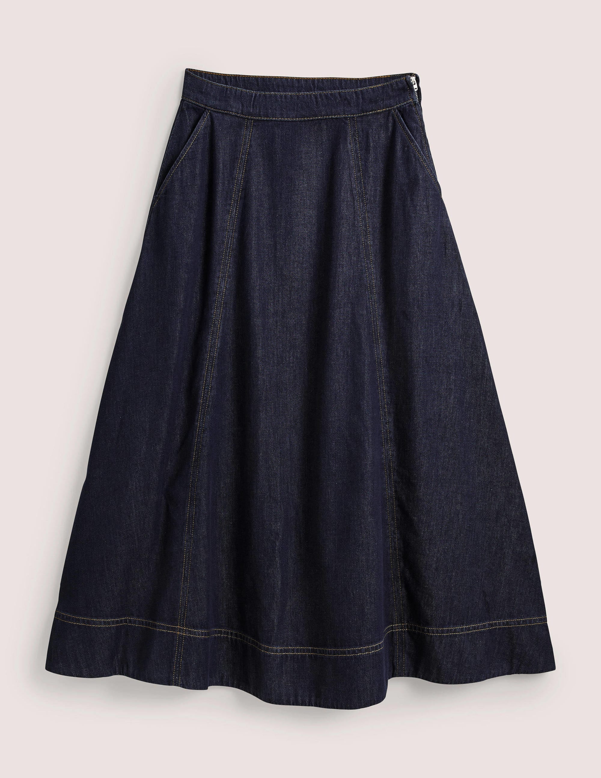 Panelled Denim Midi Skirt-Indigo - Image 5