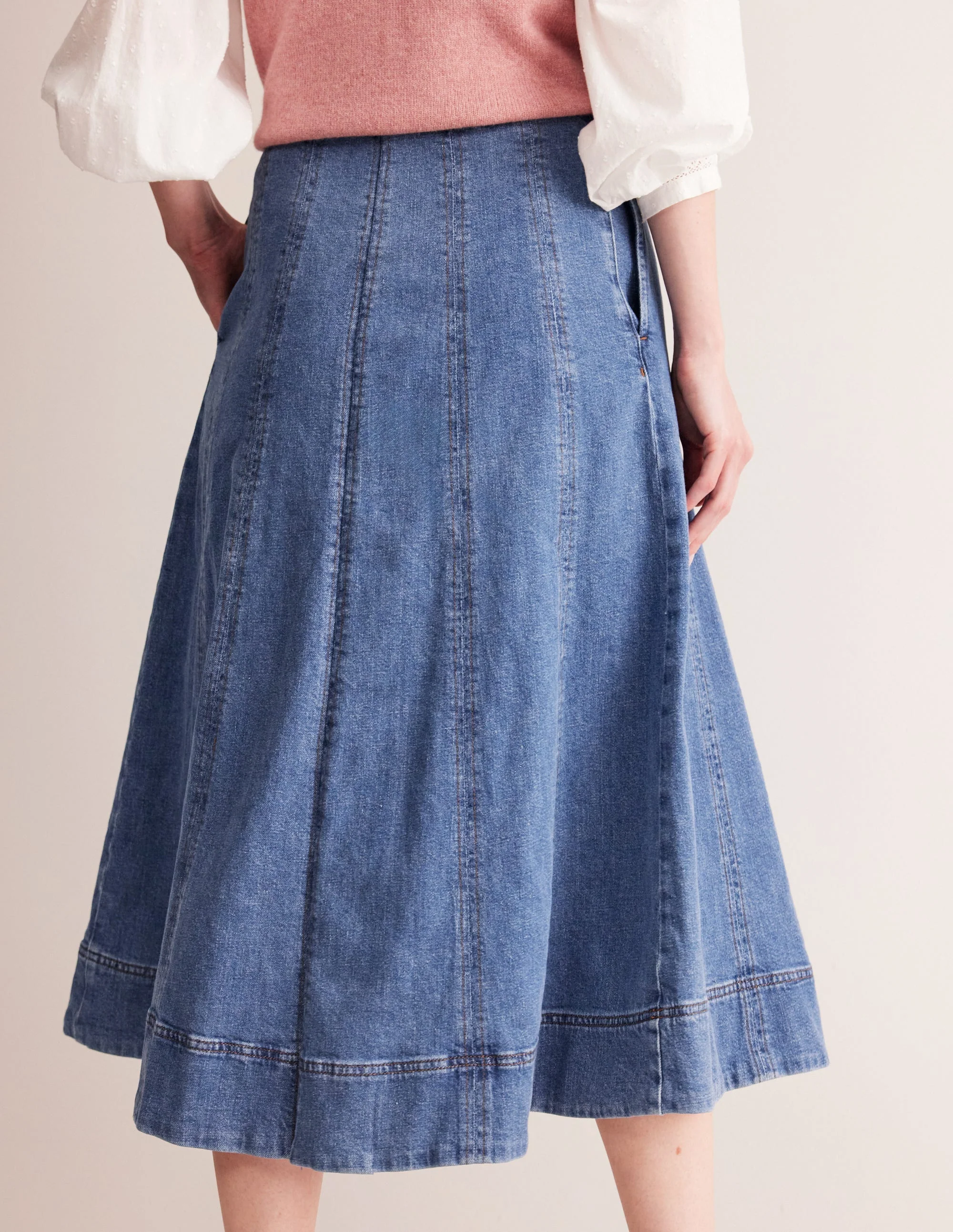 Panelled Full Denim Skirt-Mid Vintage - Image 4