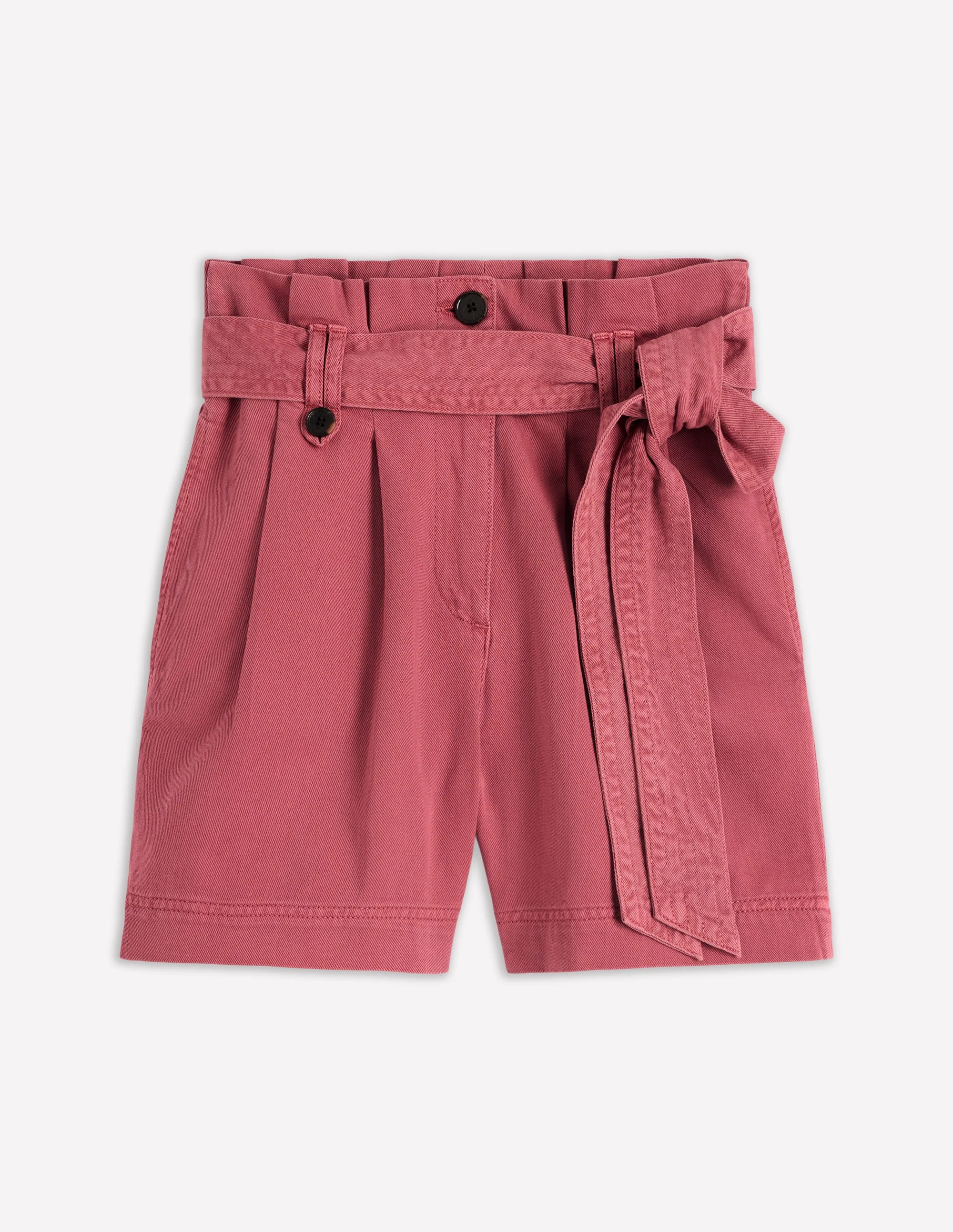 Paperbag Linen Belted Shorts-Cherry Blush - Image 6