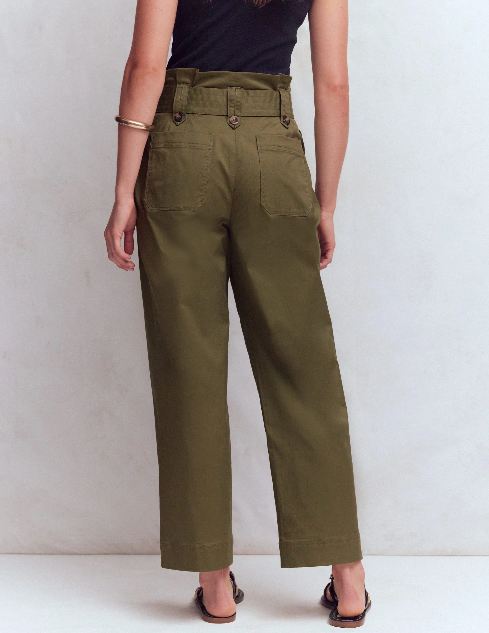 Paperbag Waist Trousers-Woodland Green - Image 3