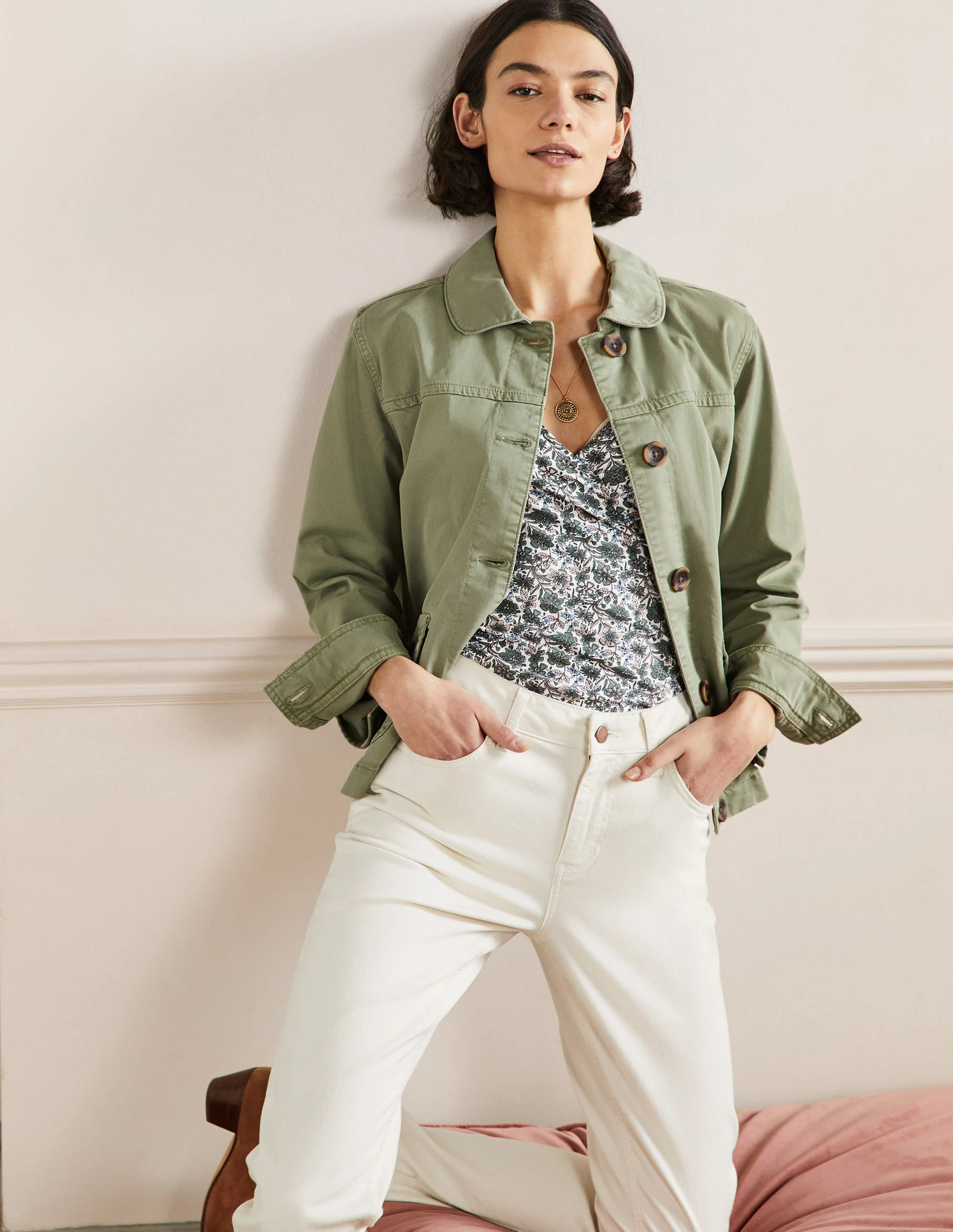 Patch Pocket Chore Jacket-Rainforest Green
