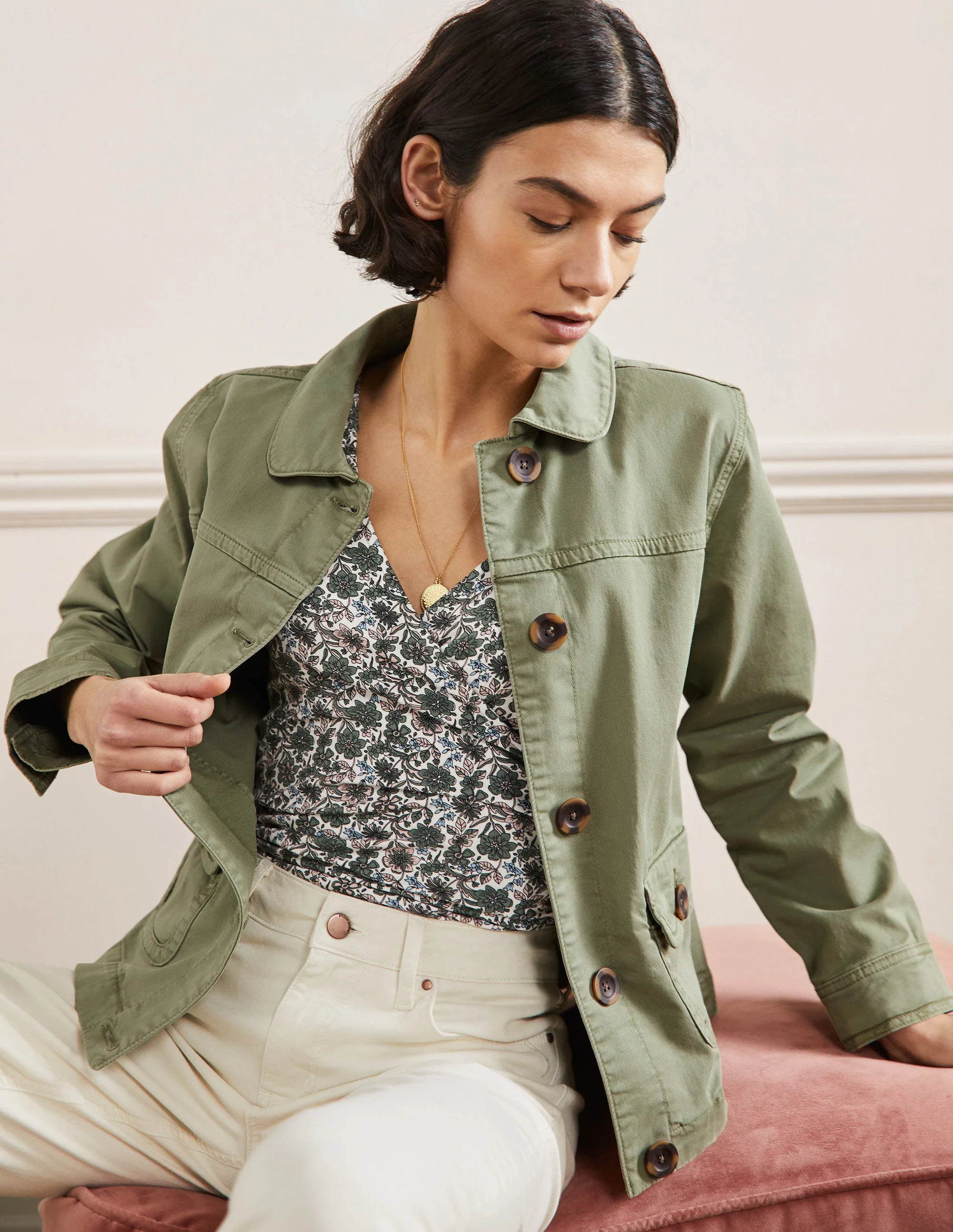 Patch Pocket Chore Jacket-Rainforest Green - Image 4