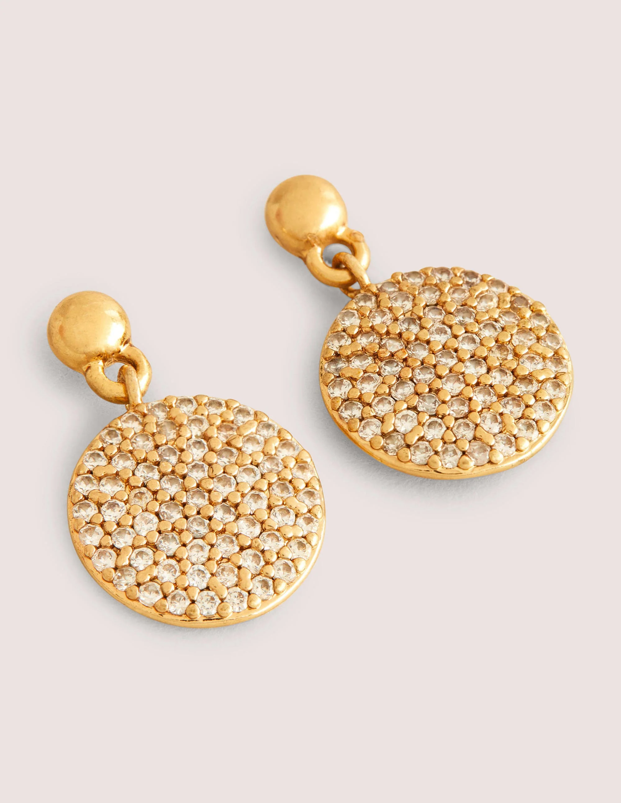 Pavé Disk Earrings-Gold - Image 2