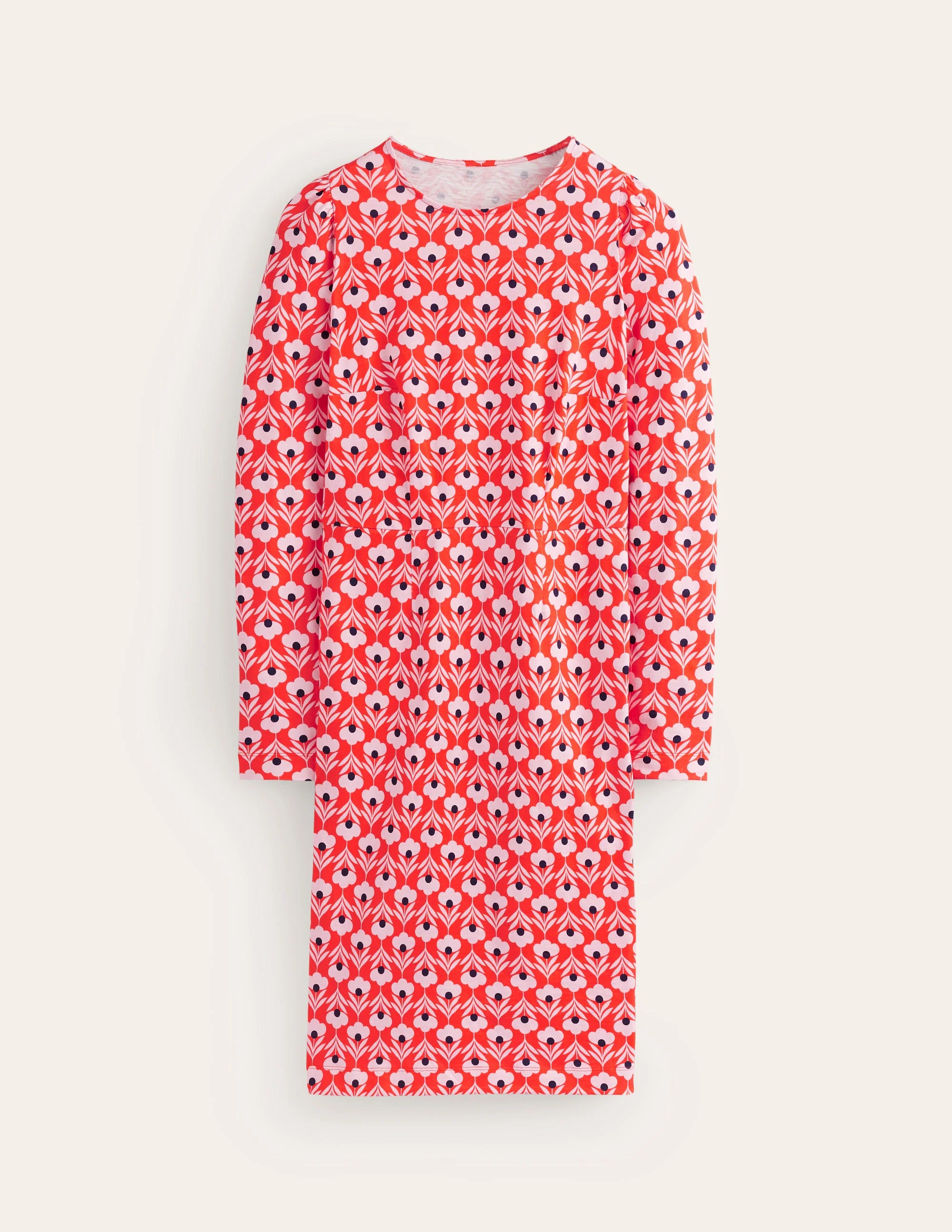 Penelope Jersey Dress-Flame Scarlet, Petal Head - Image 6