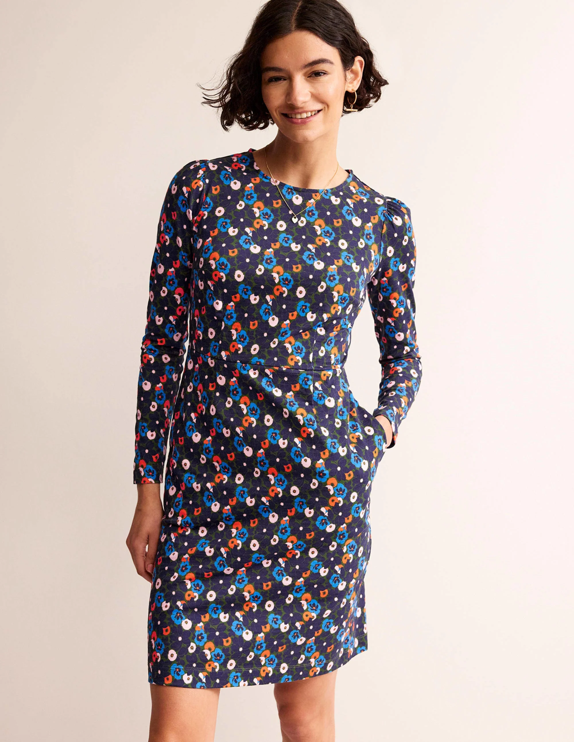 Penelope Jersey Dress-Moss, Bloomsbury Pop - Image 4