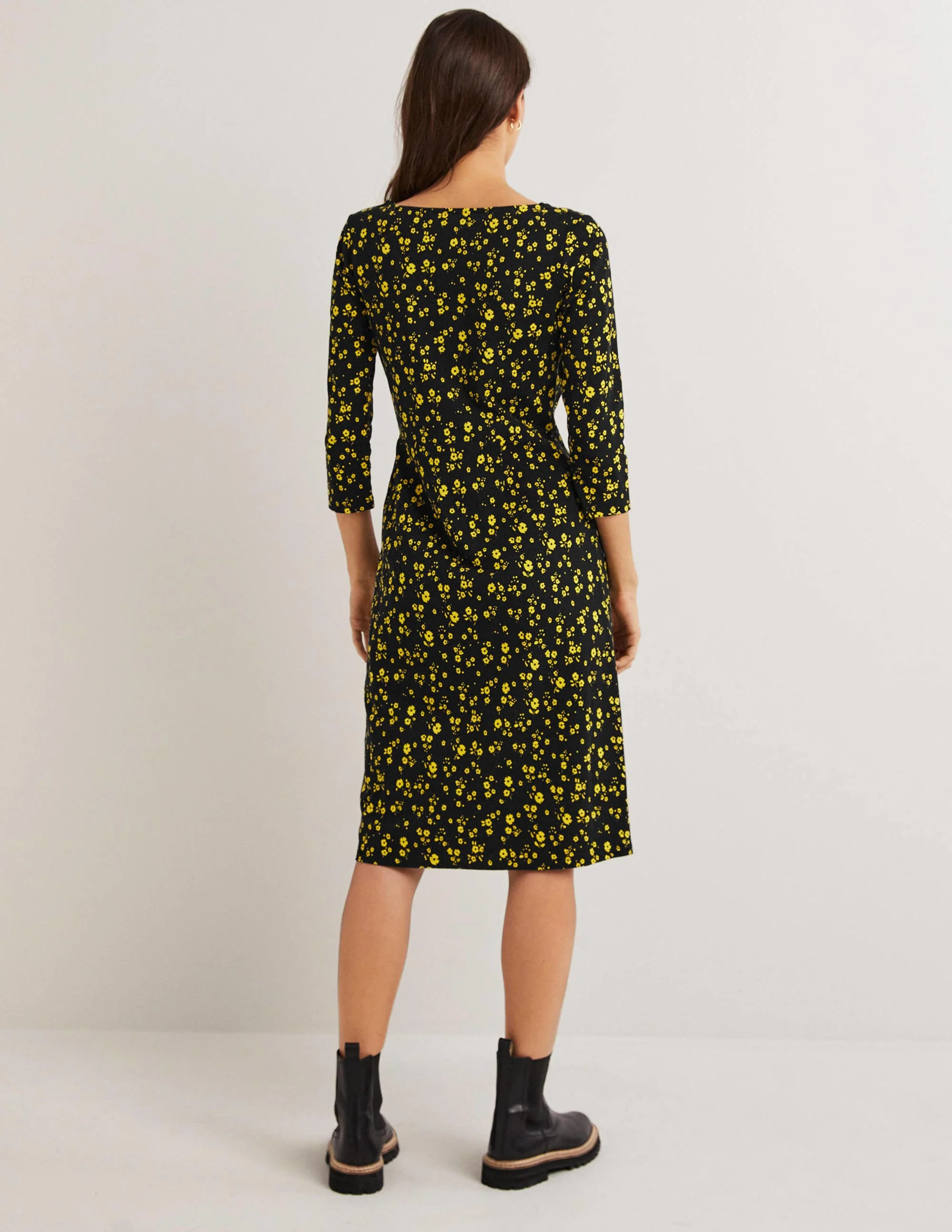 Penny Jersey Dress-Black, Floral Sprig - Image 3