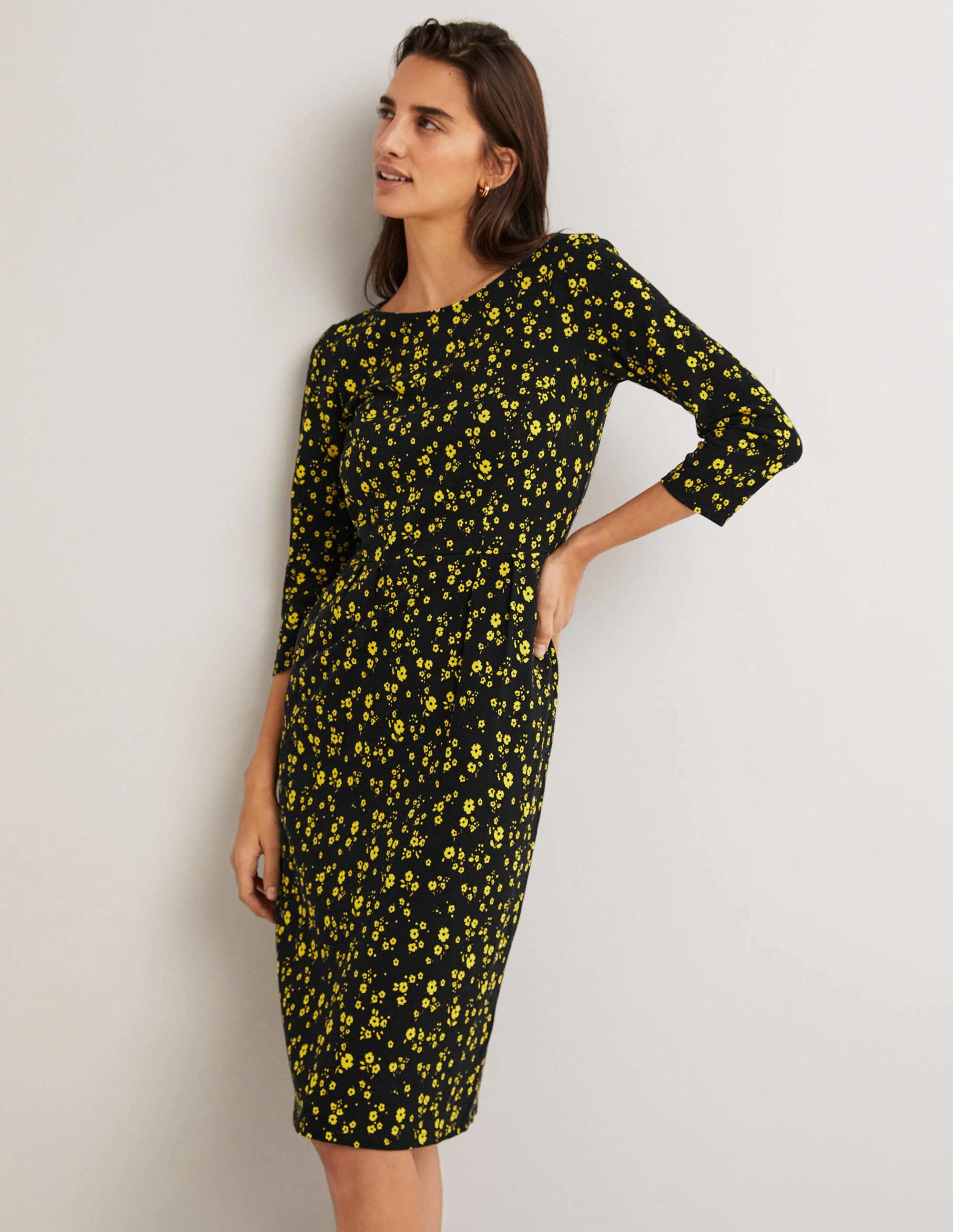 Penny Jersey Dress-Black, Floral Sprig - Image 4