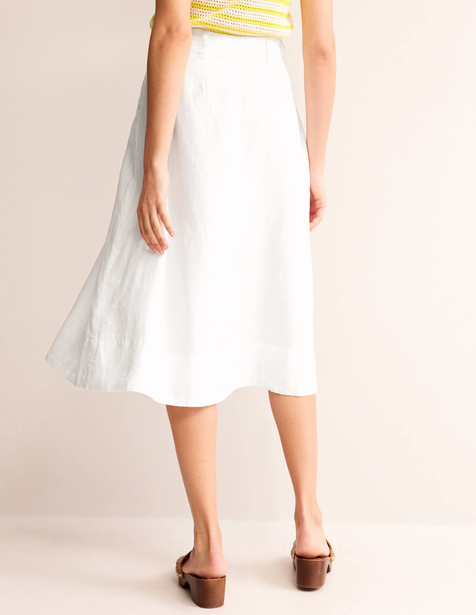 Petra Linen Midi Skirt-White - Image 3