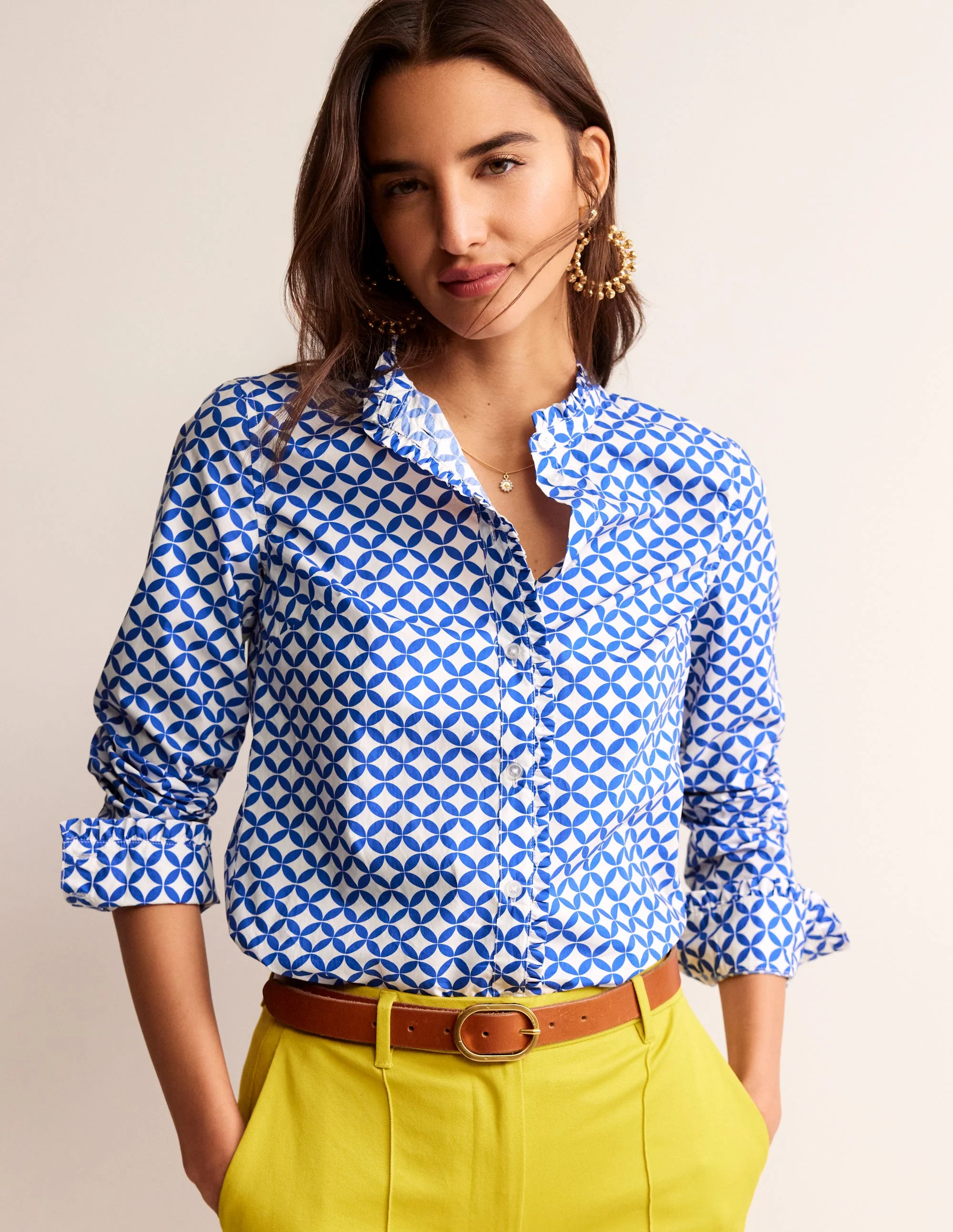 Phoebe Cotton Shirt-Blue, Diamond Terrace - Image 4