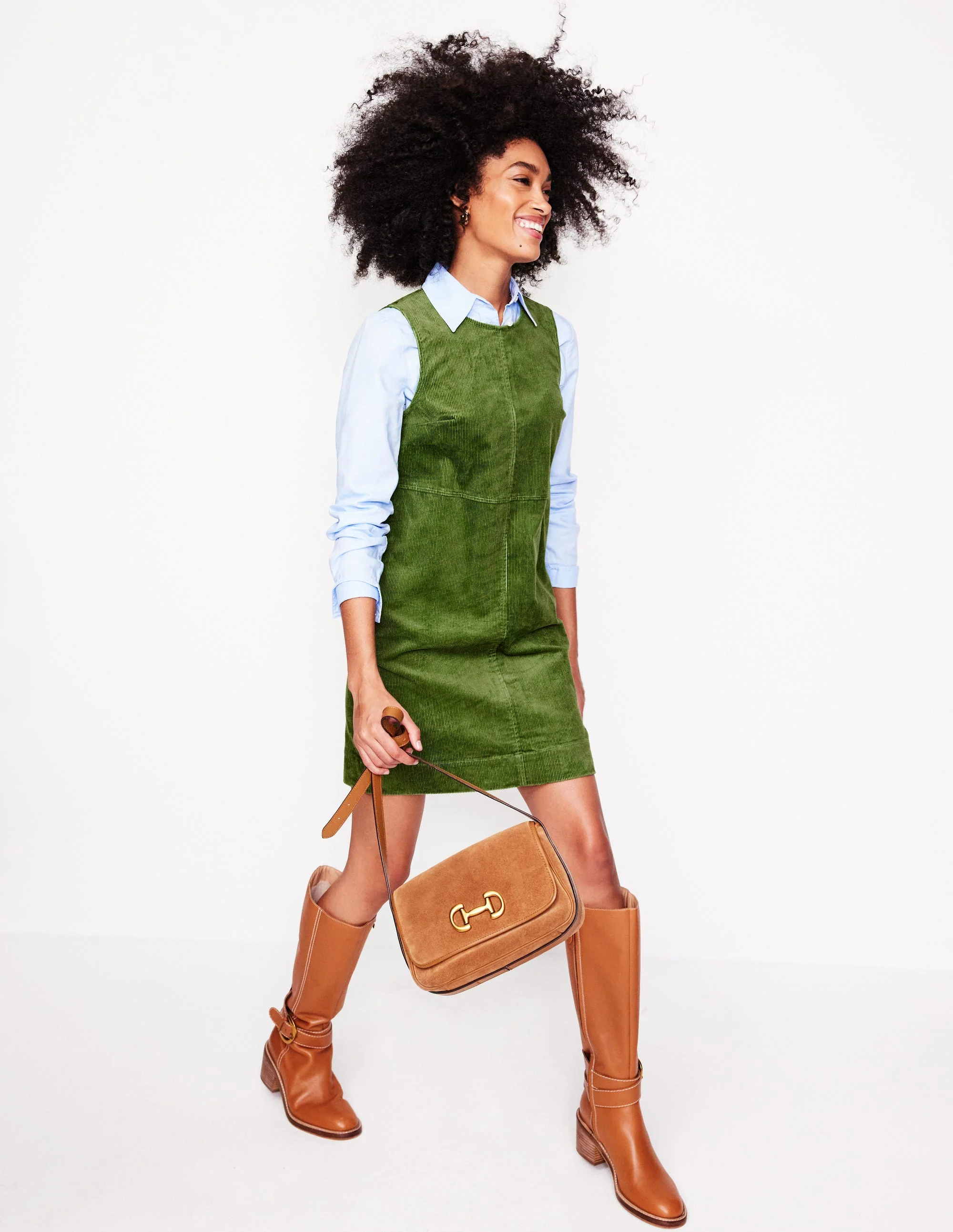 Pia Cord Shift Dress-Fir Tree - Image 4