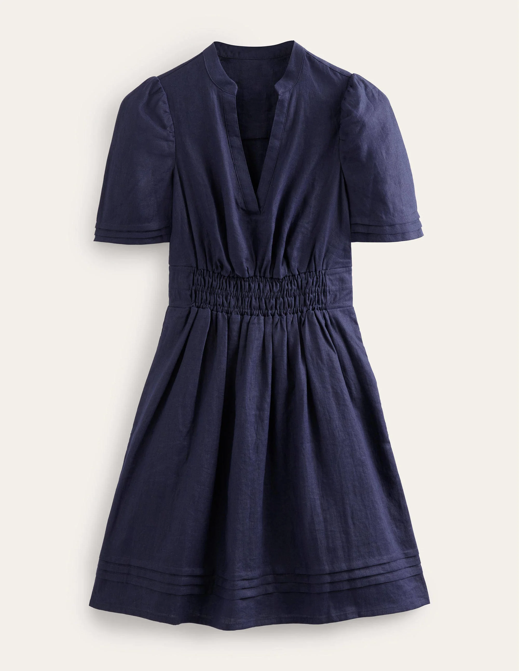 Pintuck Detail Mini Dress-Navy - Image 5