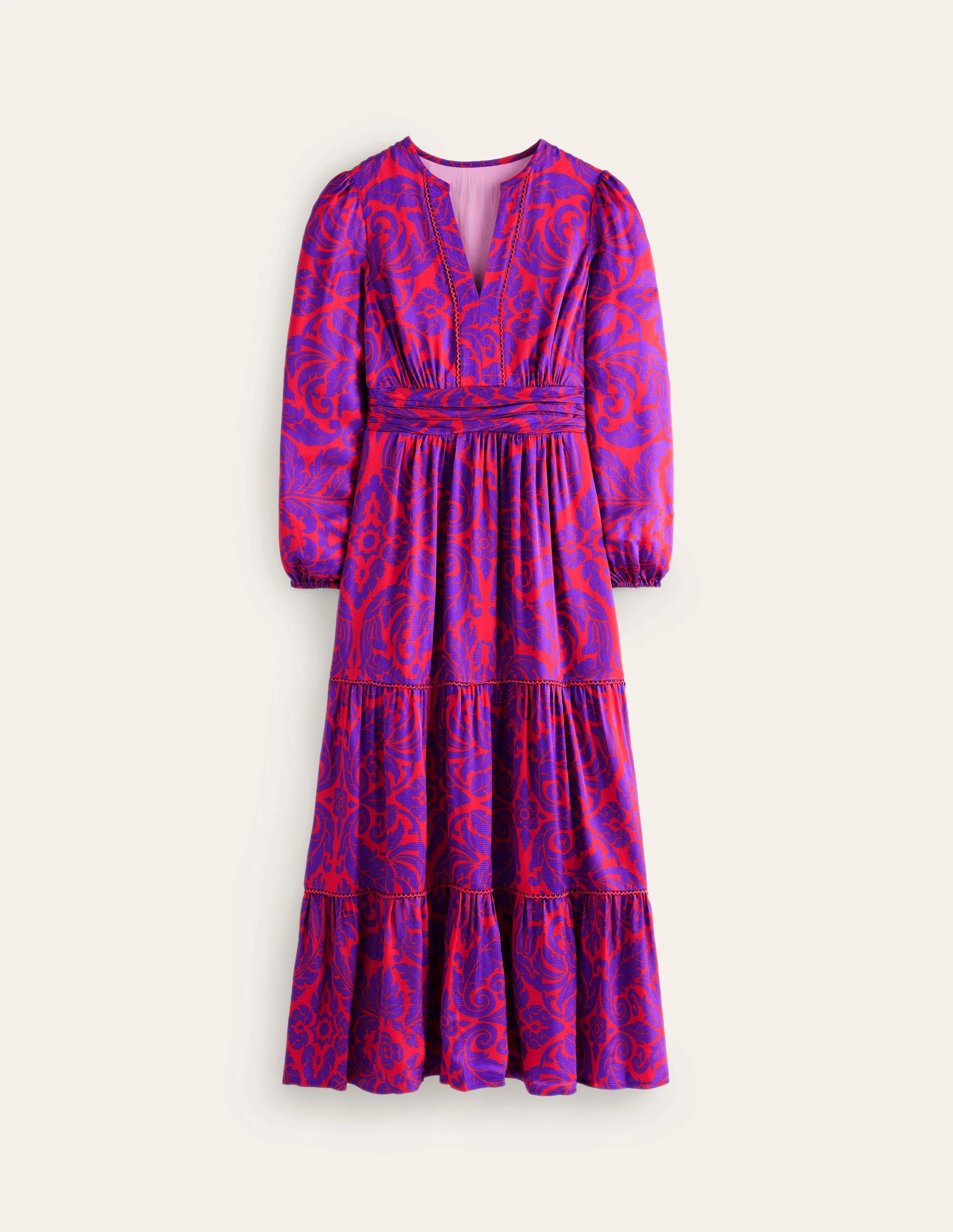 Pippa Satin Maxi Dress-Amethyst, Elaborate Leaf - Image 6