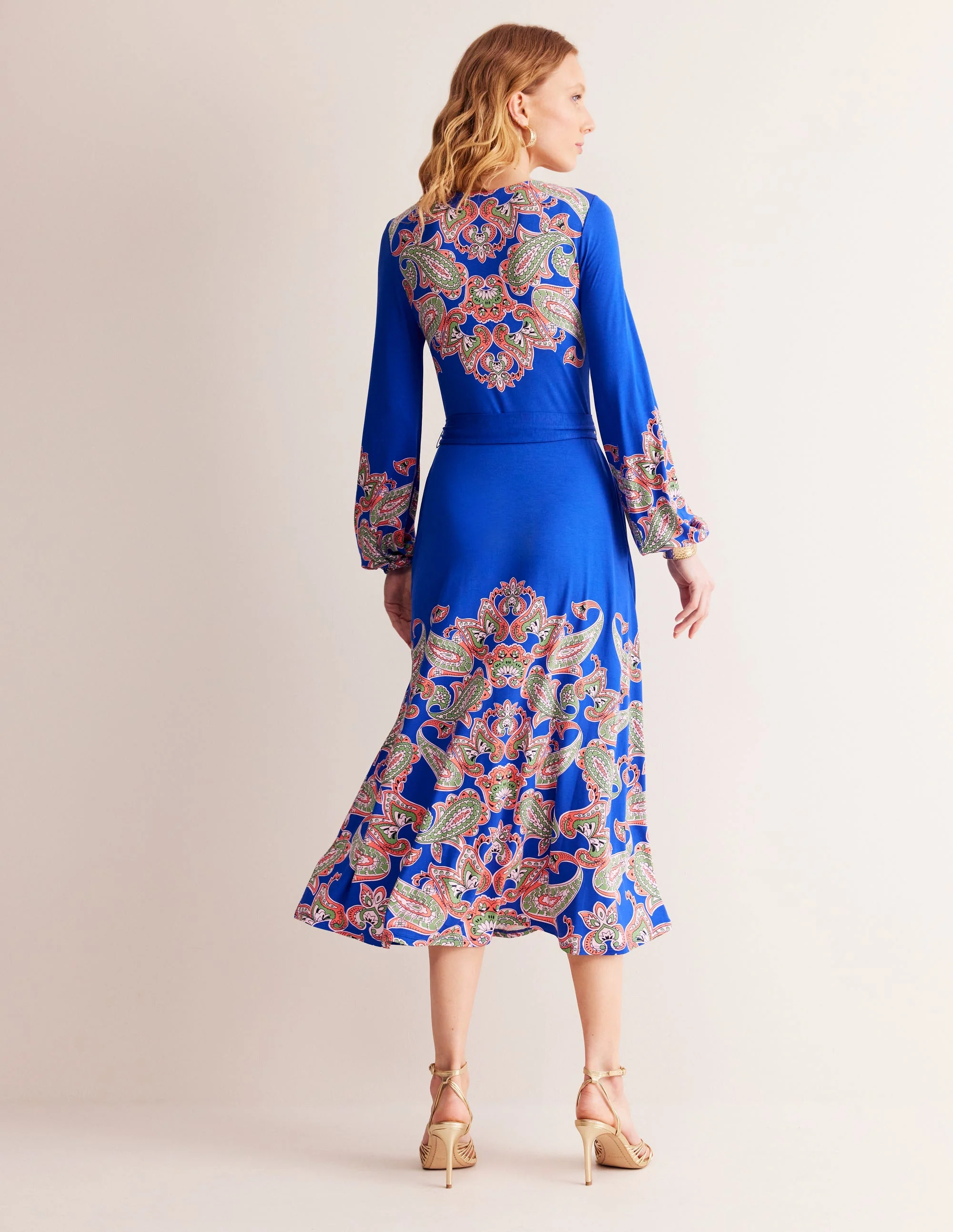 Placement Print Jersey Dress-Surf the Web, Paisley Wave - Image 4