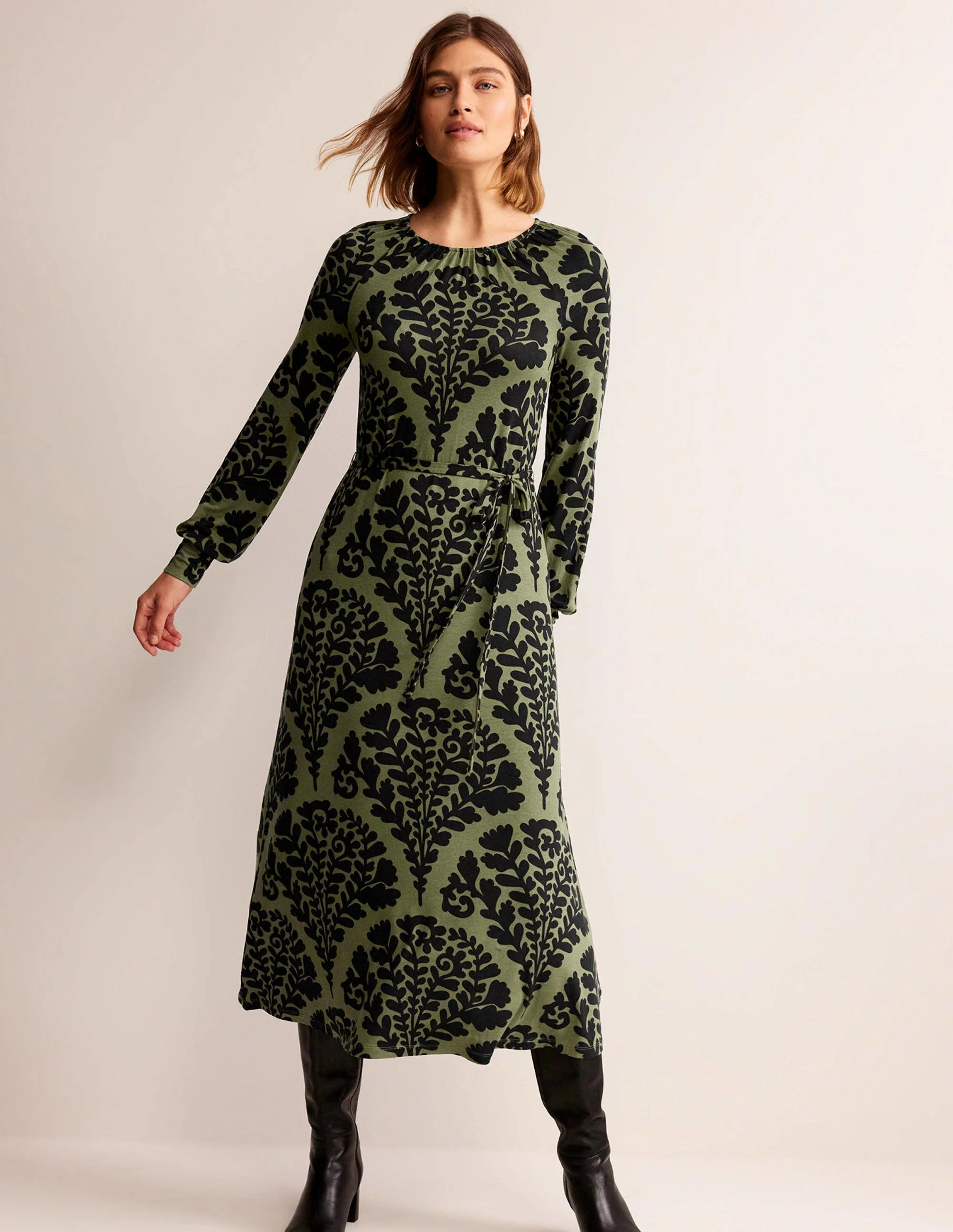 Placement Print Maxi Dress-Spruce, Blossomy