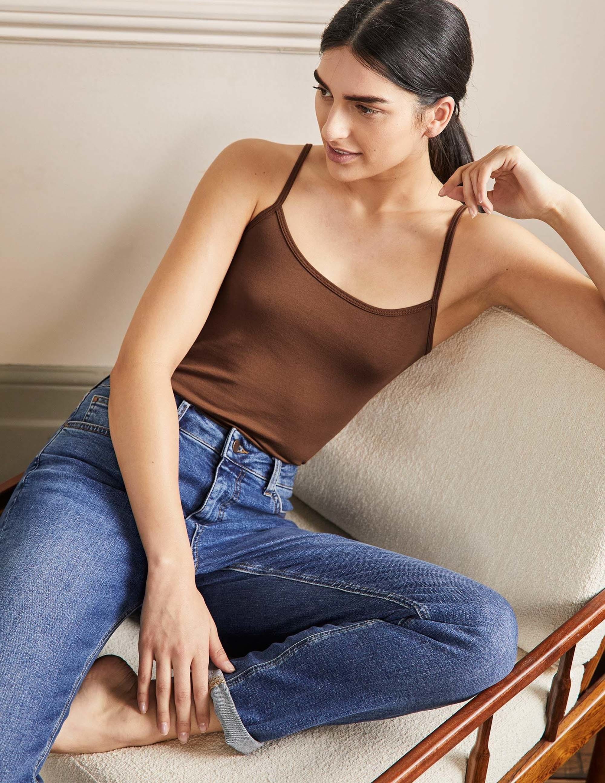 Plain Cami Top-Medium Brown