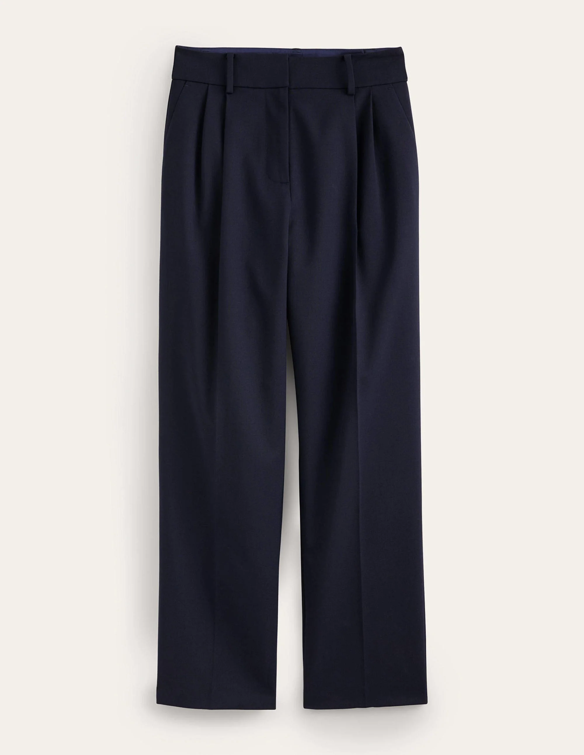 Pleat-Front Tapered Pants-Navy - Image 6