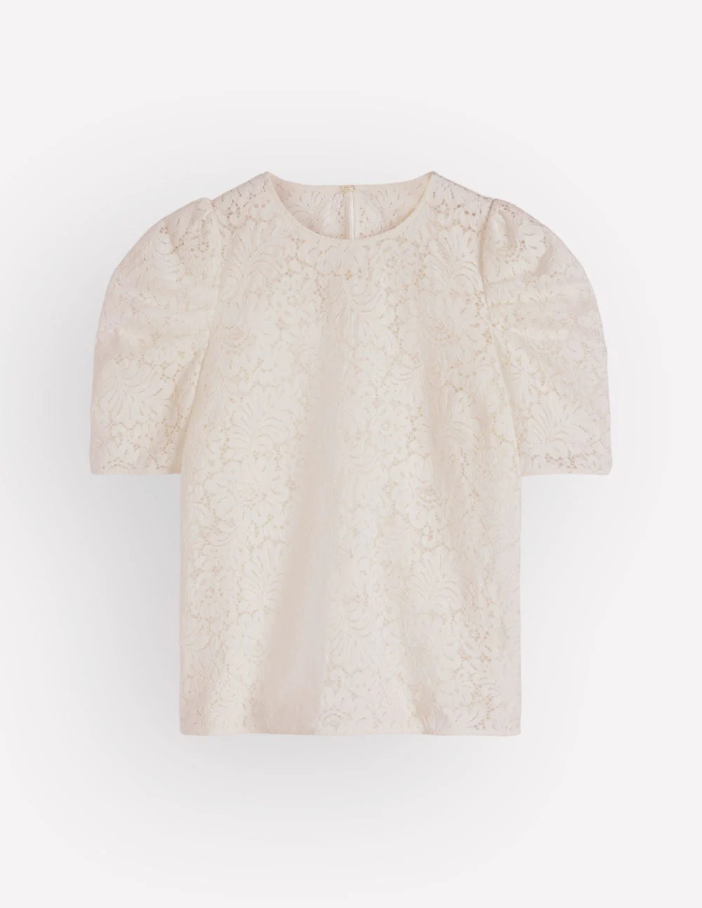Pleat Sleeve Lace T-shirt-Ivory - Image 5