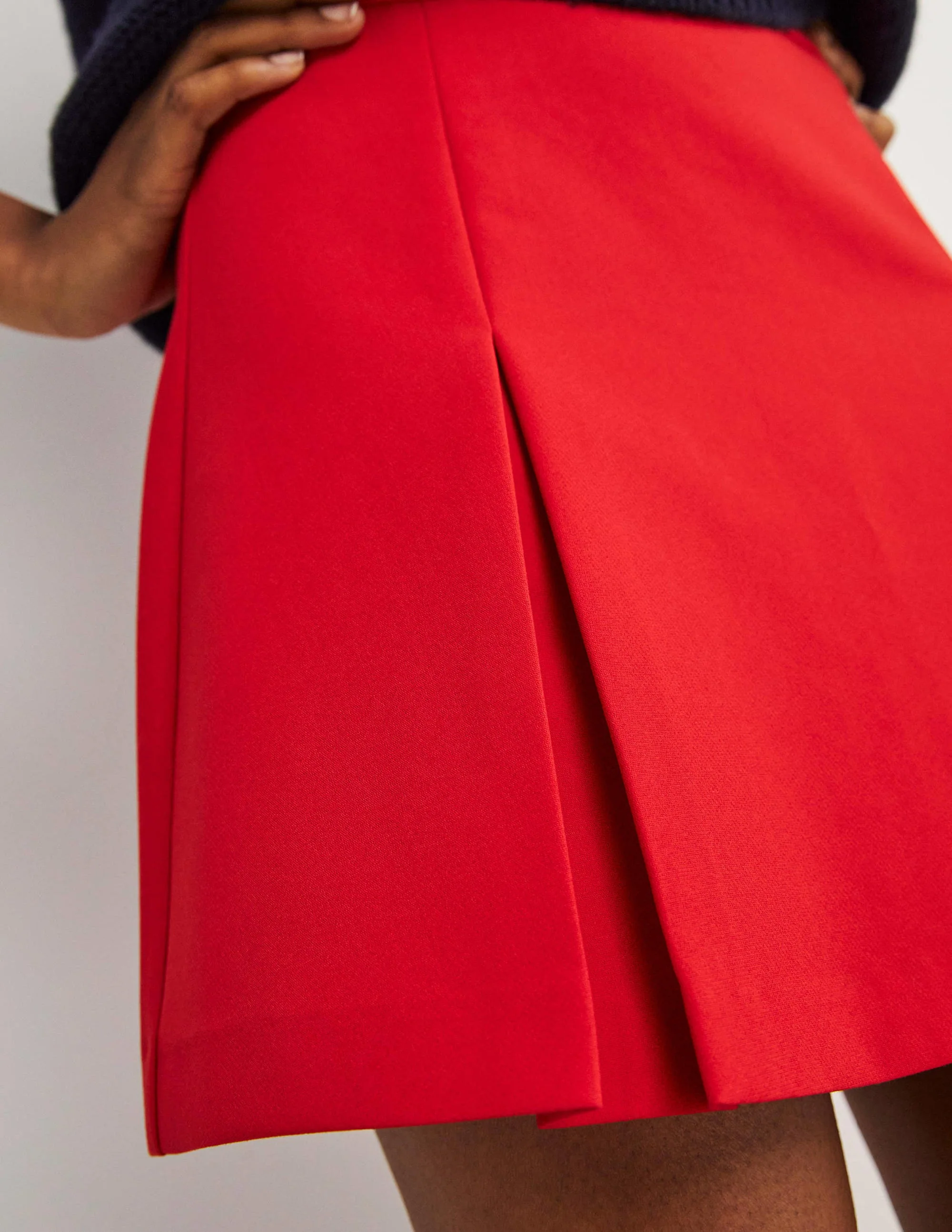 Pleated A-line Mini Skirt-Red - Image 2