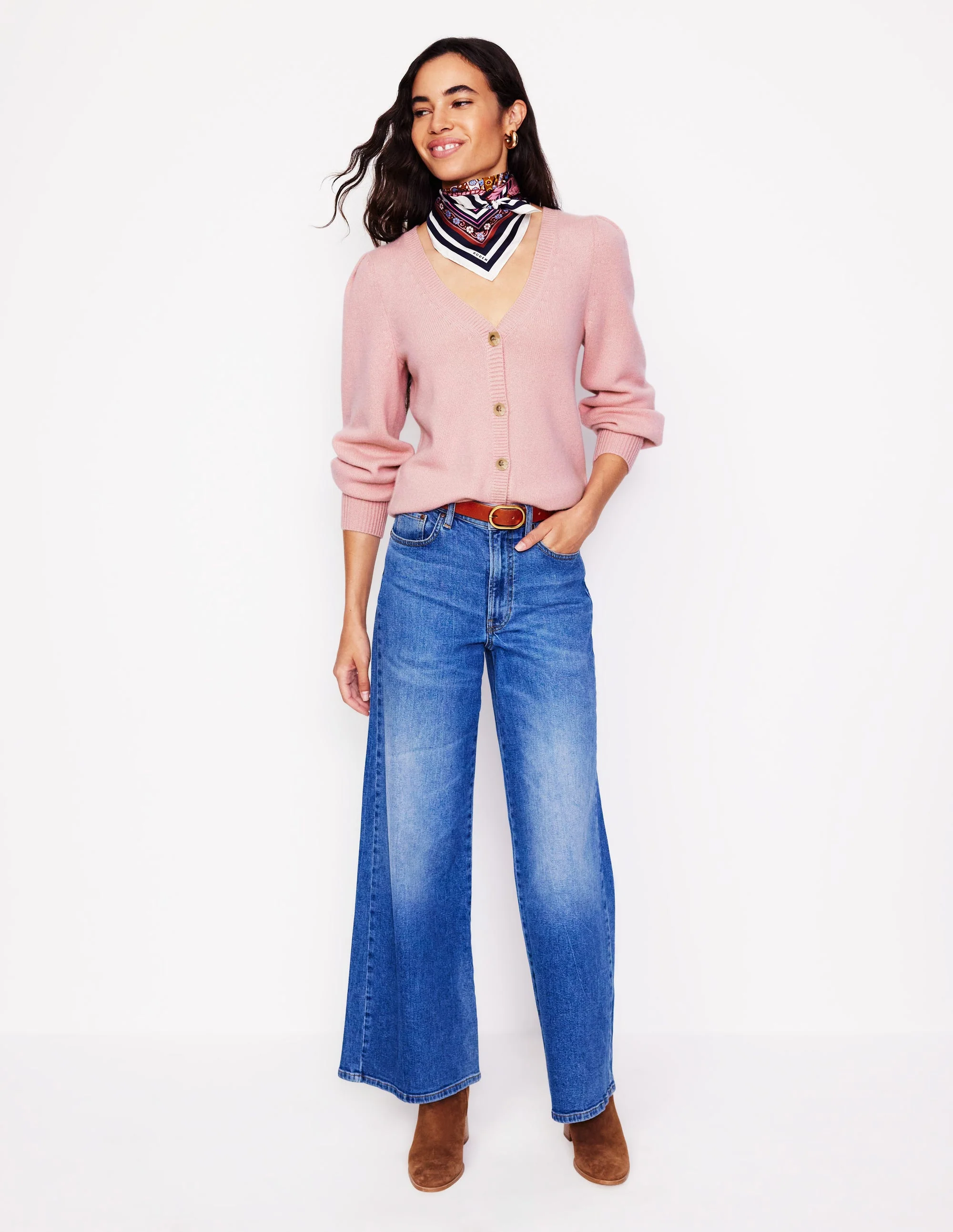 Pleated Cashmere Cardigan-Blush Pink - Image 4