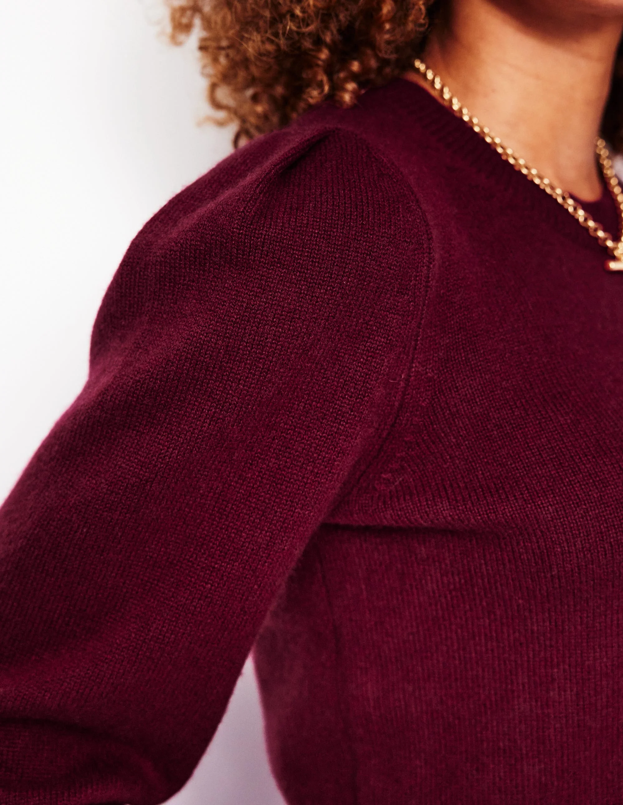 Pleated Cashmere Sweater-Port - Image 2