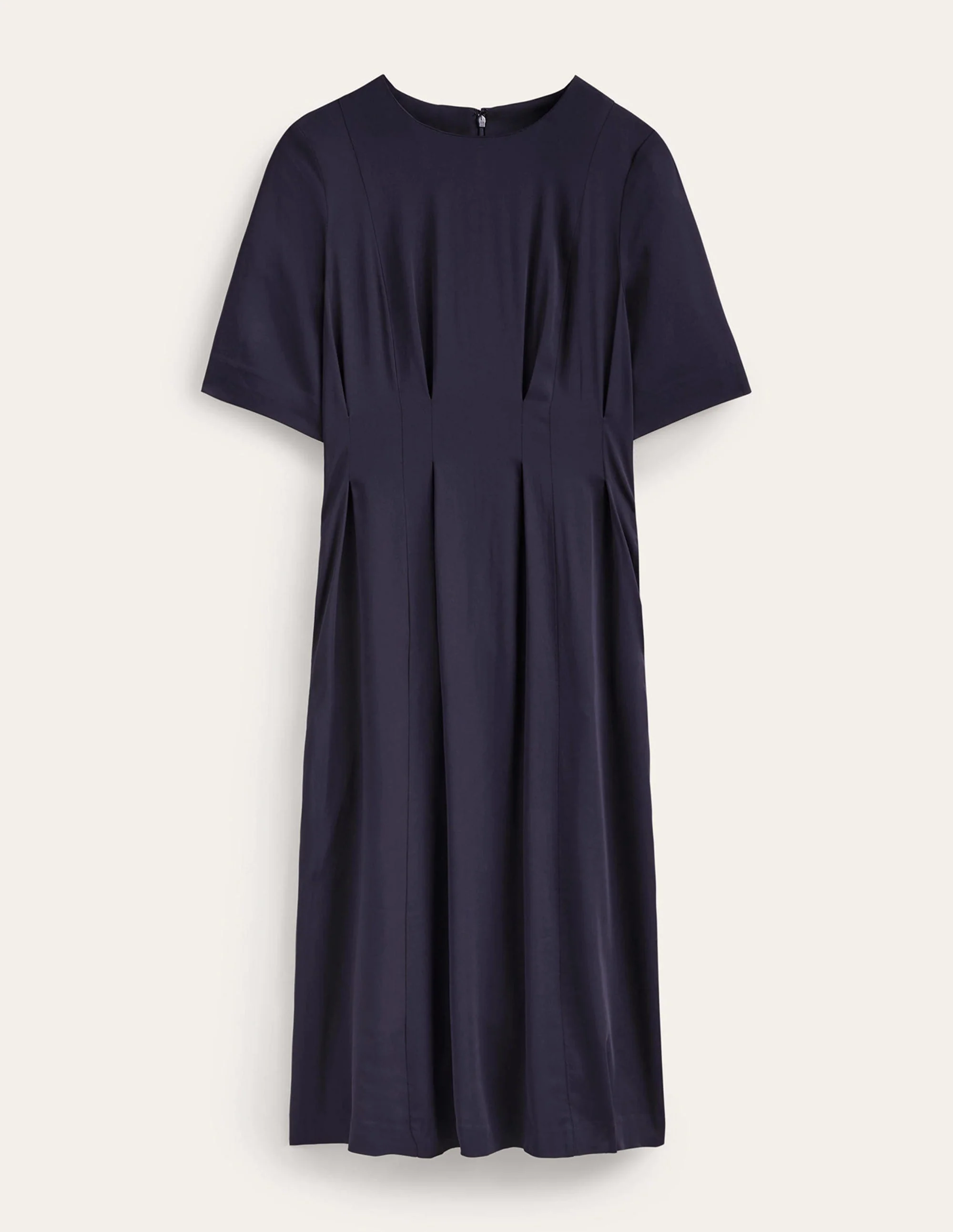 Pleated Midi Dress-Navy - Image 5