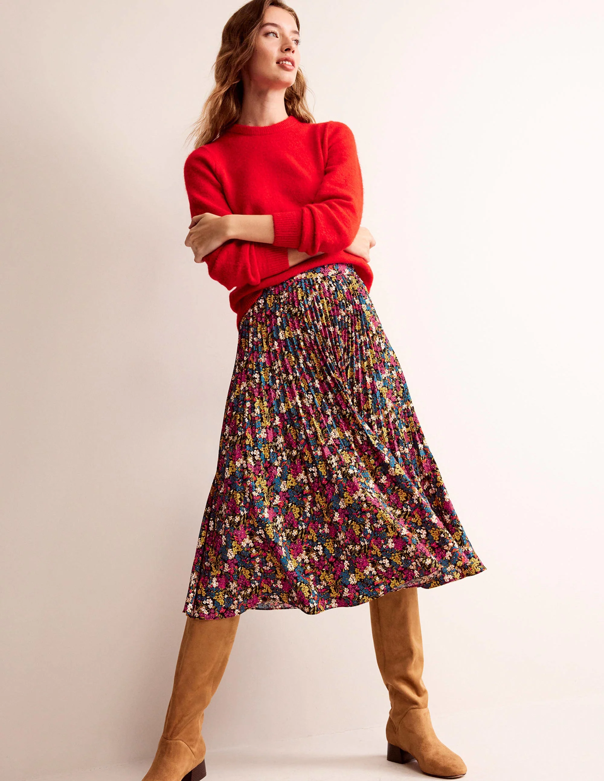 Pleated Midi Skirt-Multi, Botanic Dawn - Image 4
