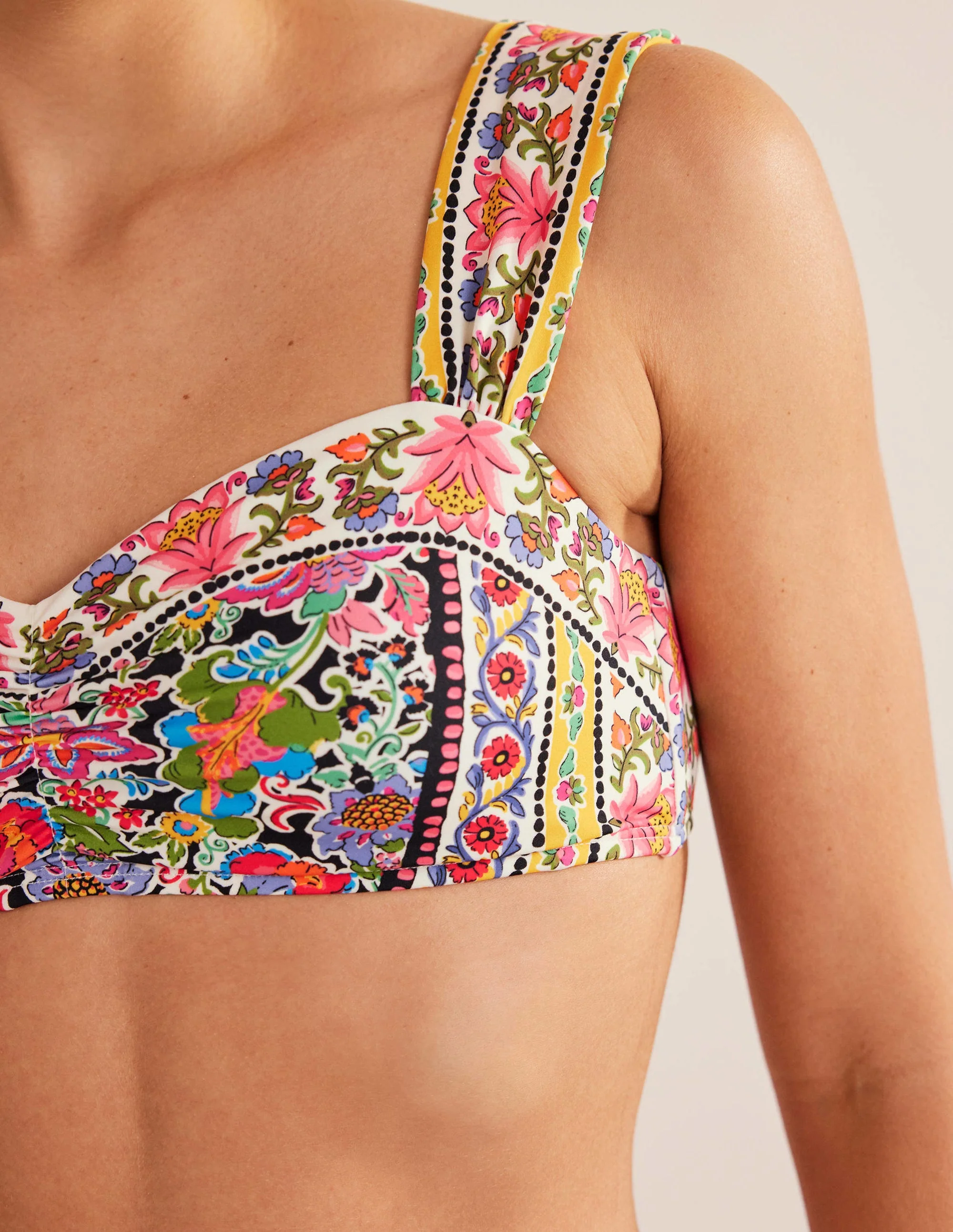 Pleated Strap Bikini Top-Multi, Carnation Garden - Image 2
