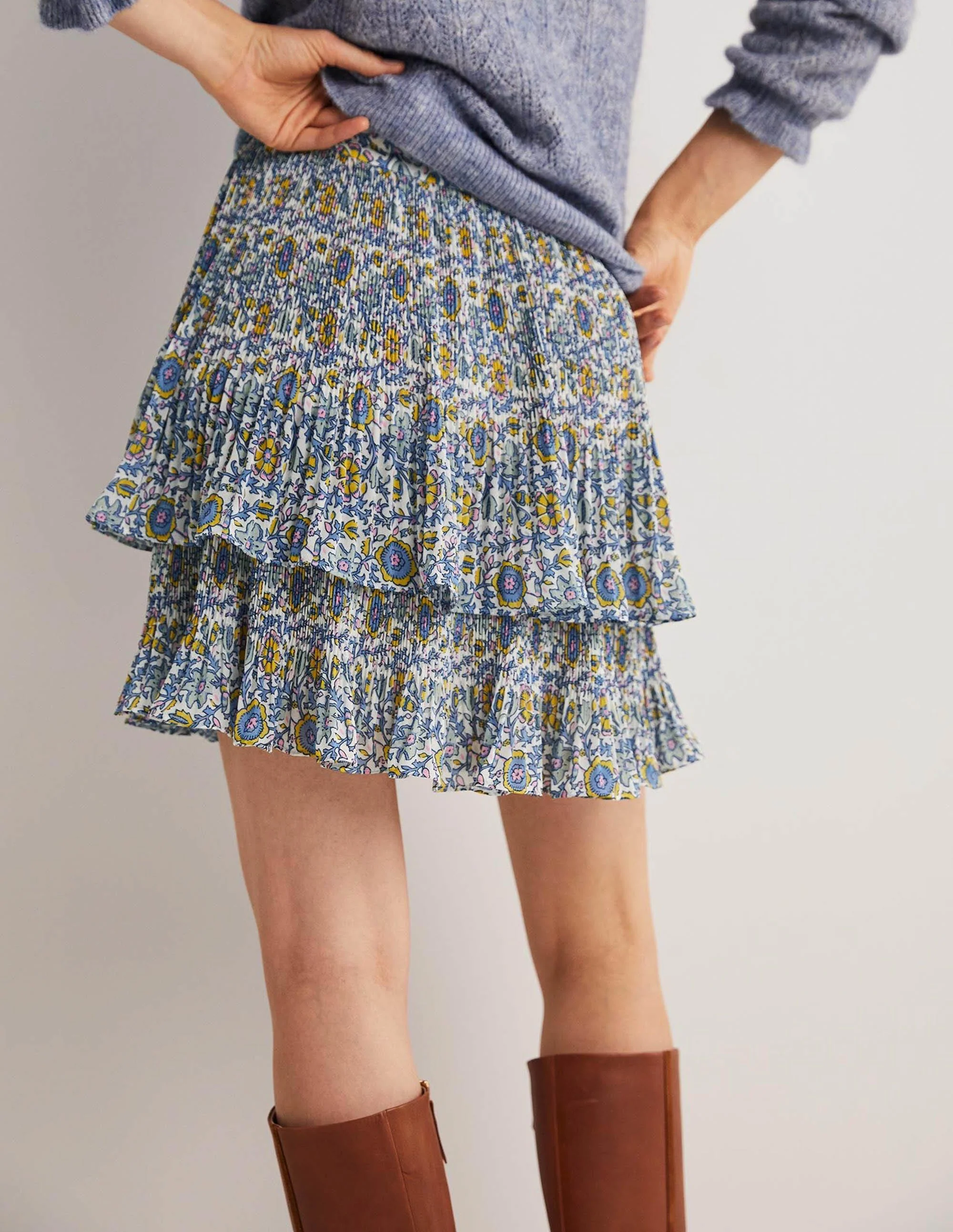Plisse Mini Skirt-Ivory, Enchanting Twig - Image 3