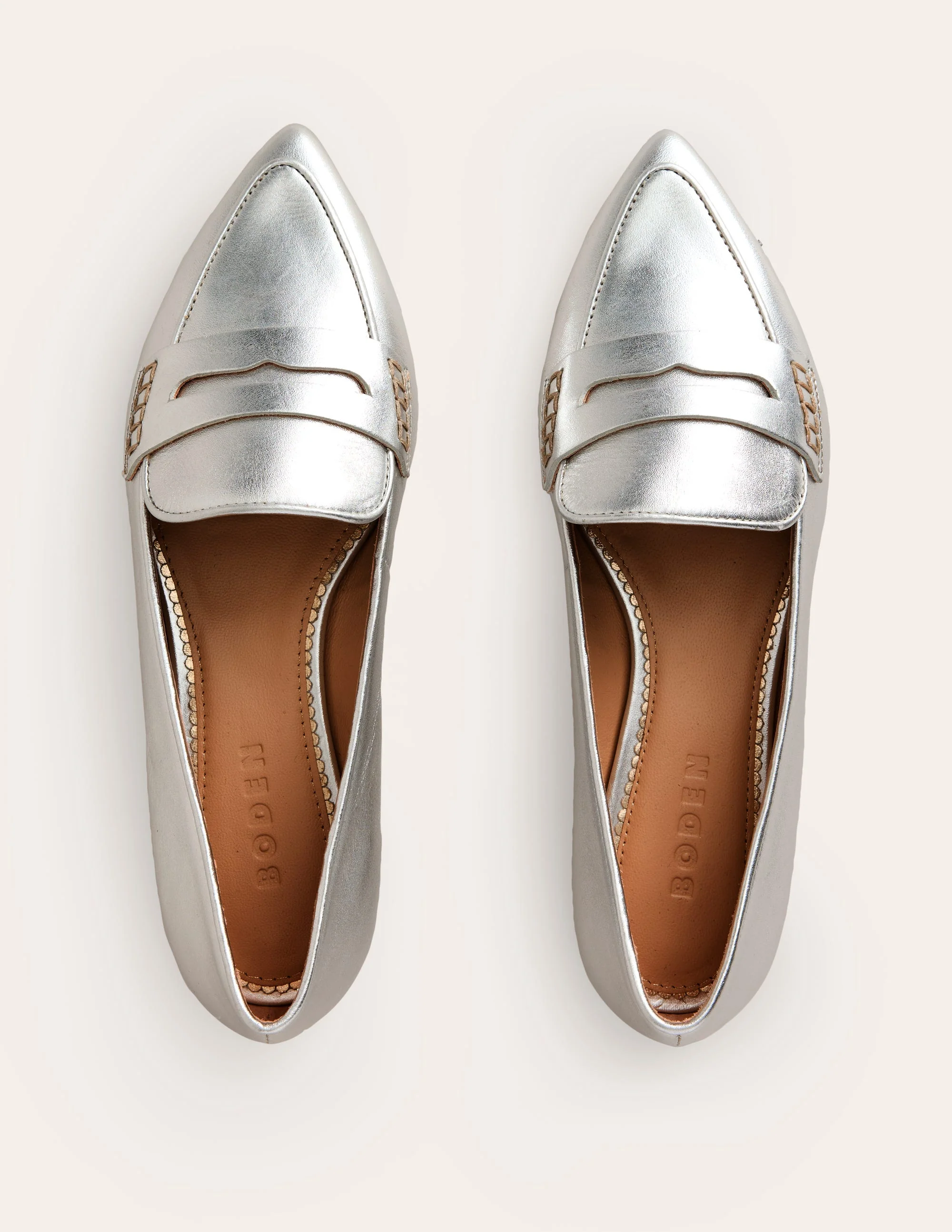 Pointed Loafers-Silver - Image 5