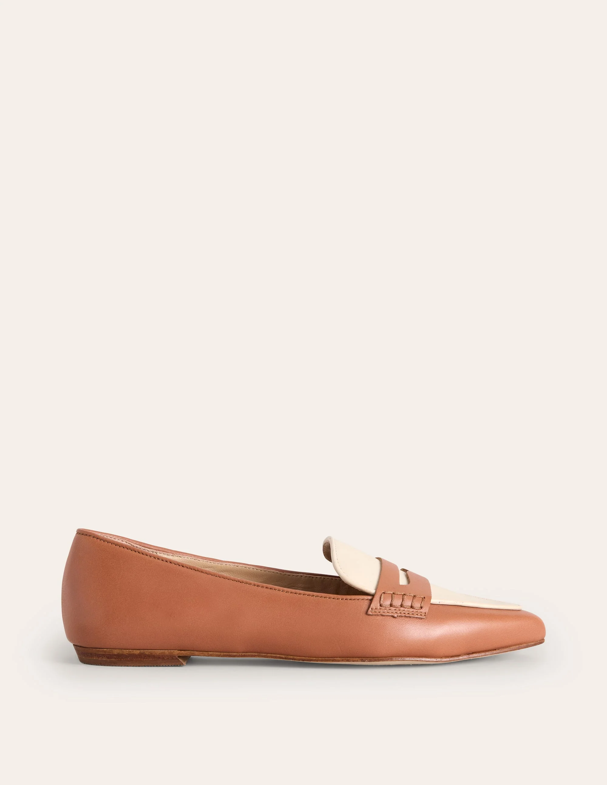 Pointed Loafers-Tan/Ecru - Image 2