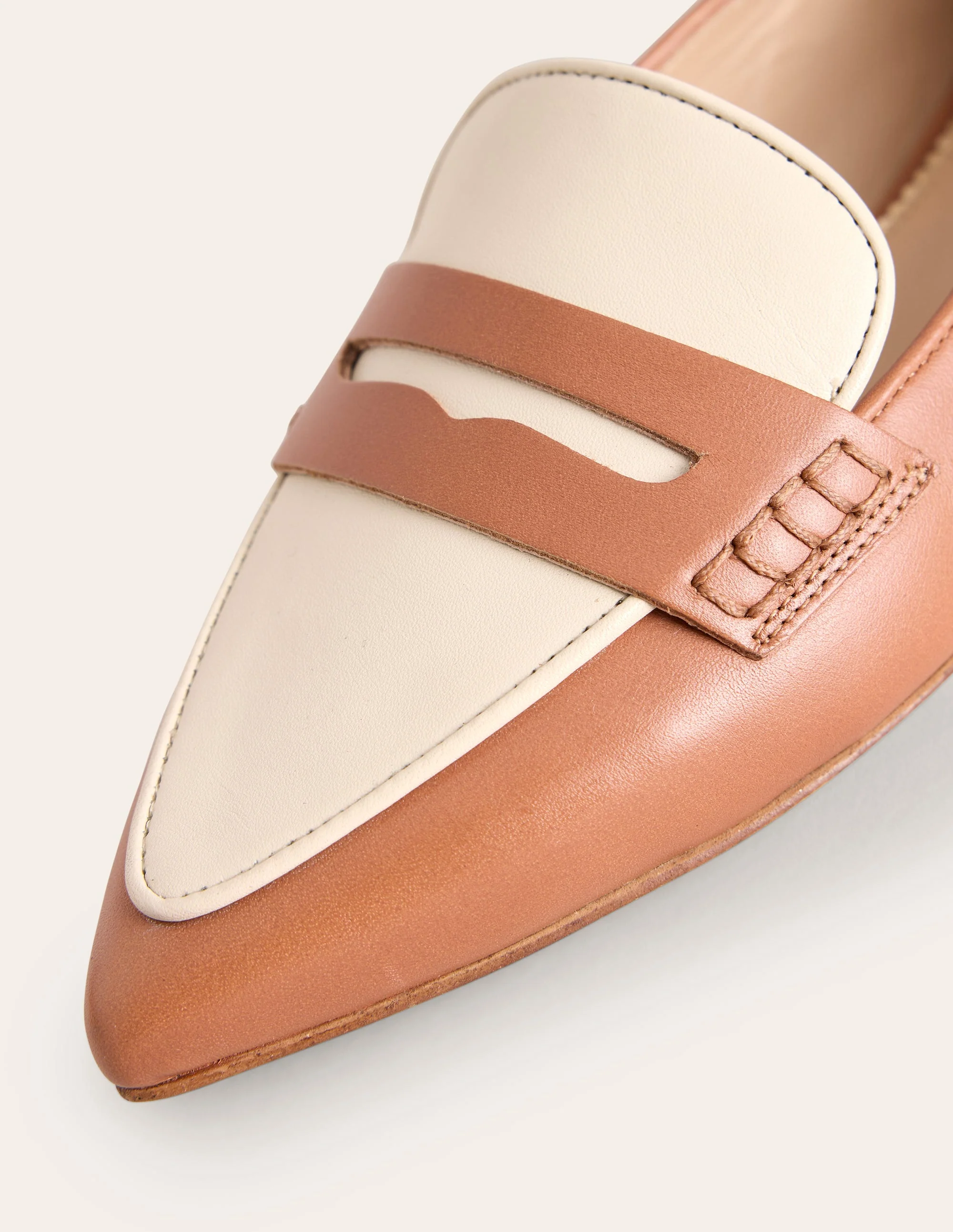 Pointed Loafers-Tan/Ecru - Image 4