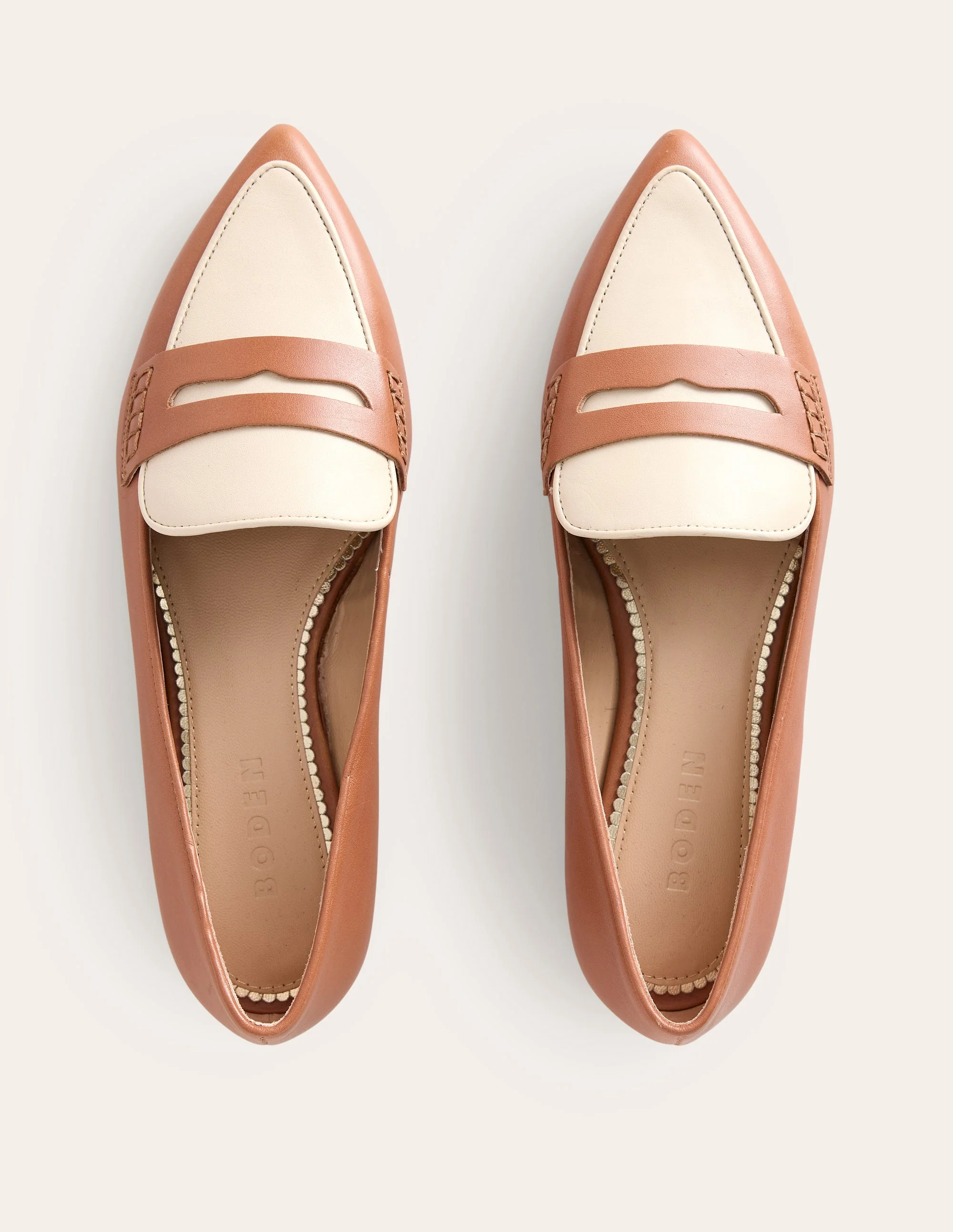 Pointed Loafers-Tan/Ecru - Image 5