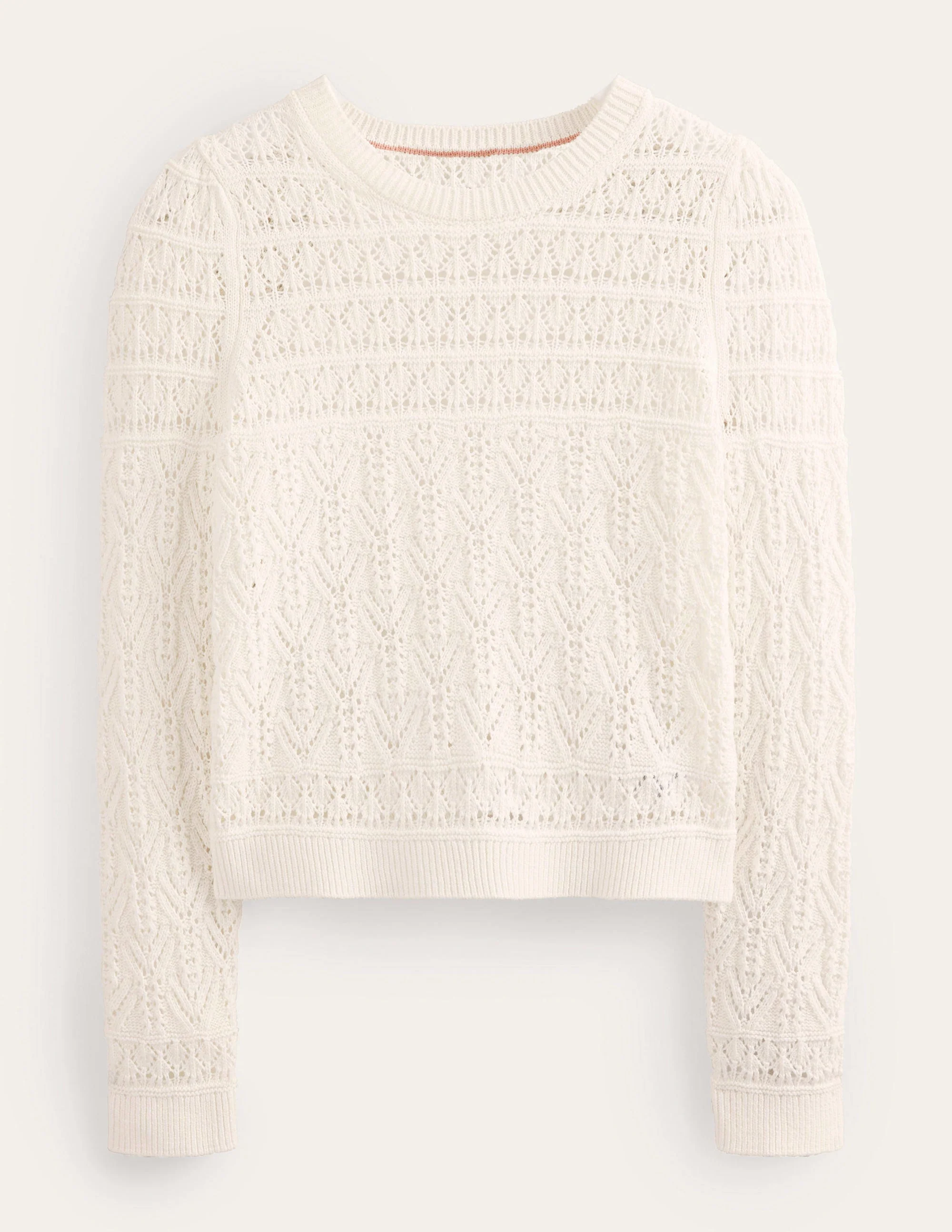 Pointelle Cotton Sweater-Warm Ivory - Image 5