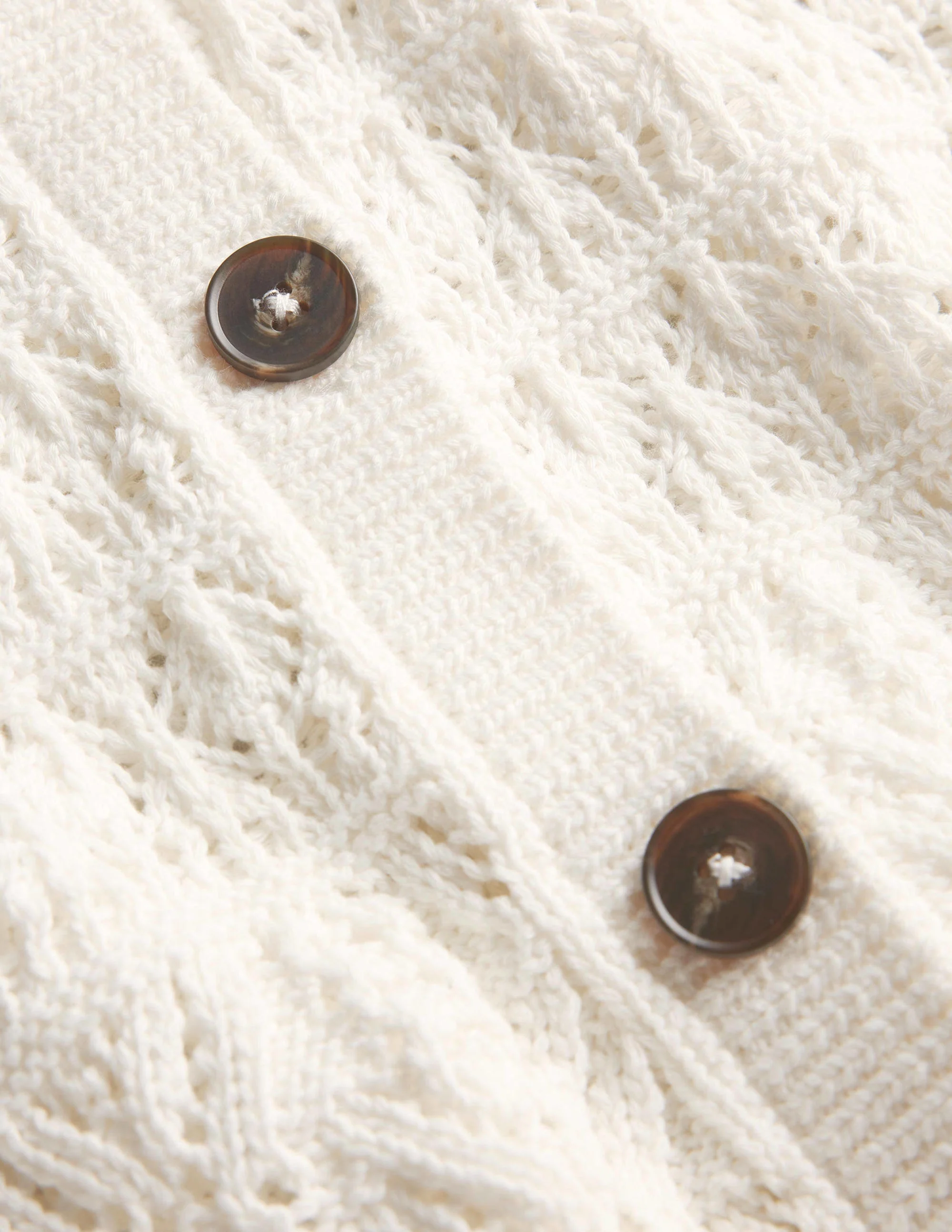 Pointelle Crew Neck Cardigan-Warm Ivory - Image 6