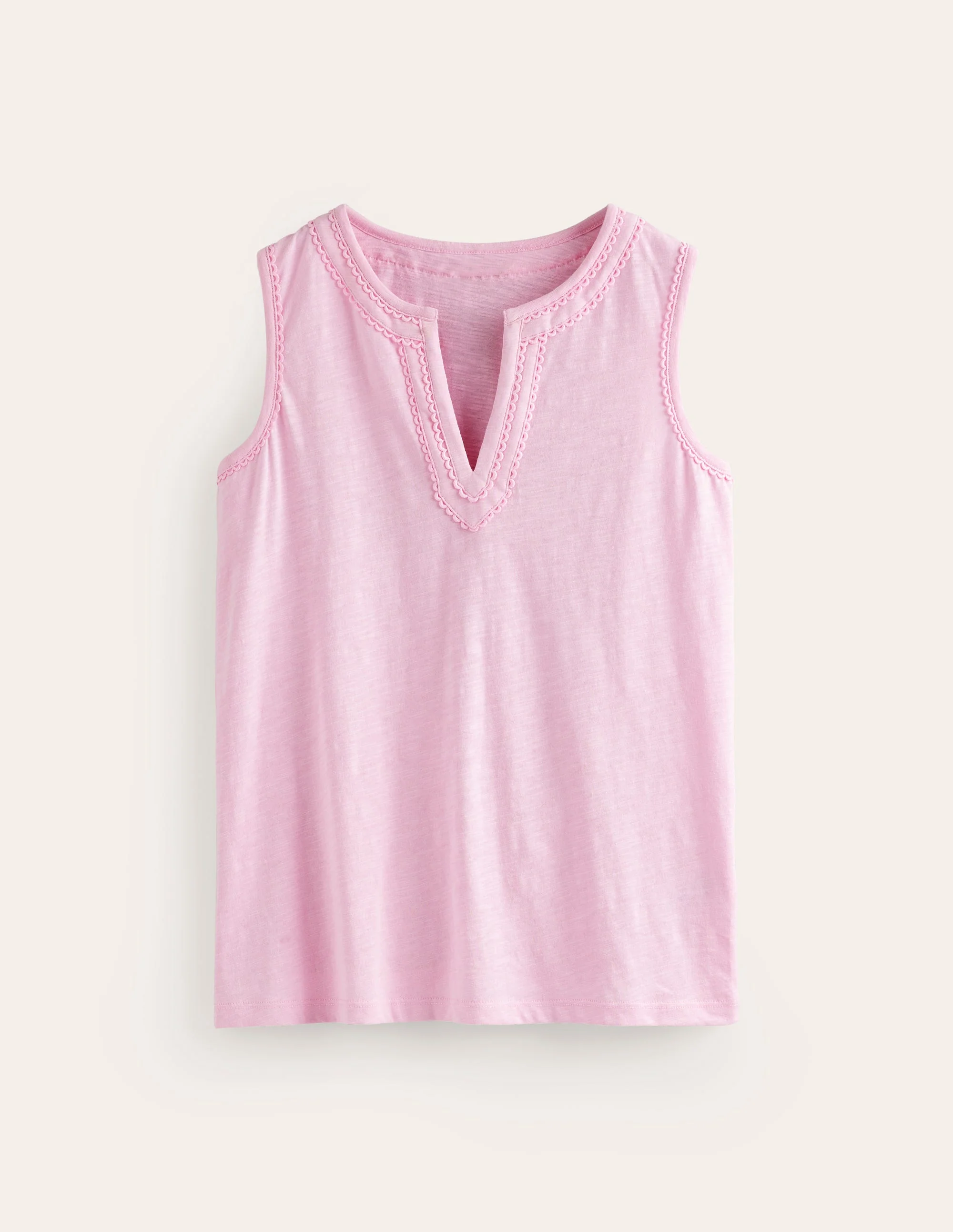 Pom Trim Detail Tank Top-Sweet Lilac - Image 5