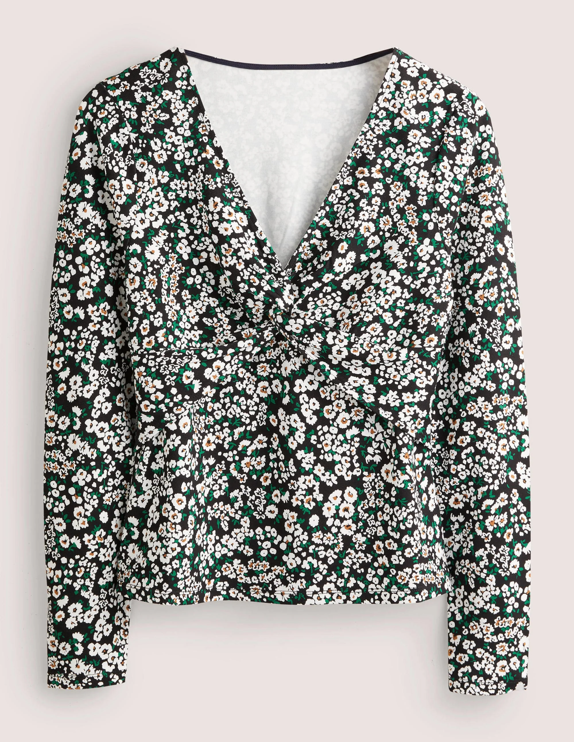 Ponte Twist Front Jersey Top-Black, Heart Bloom - Image 6