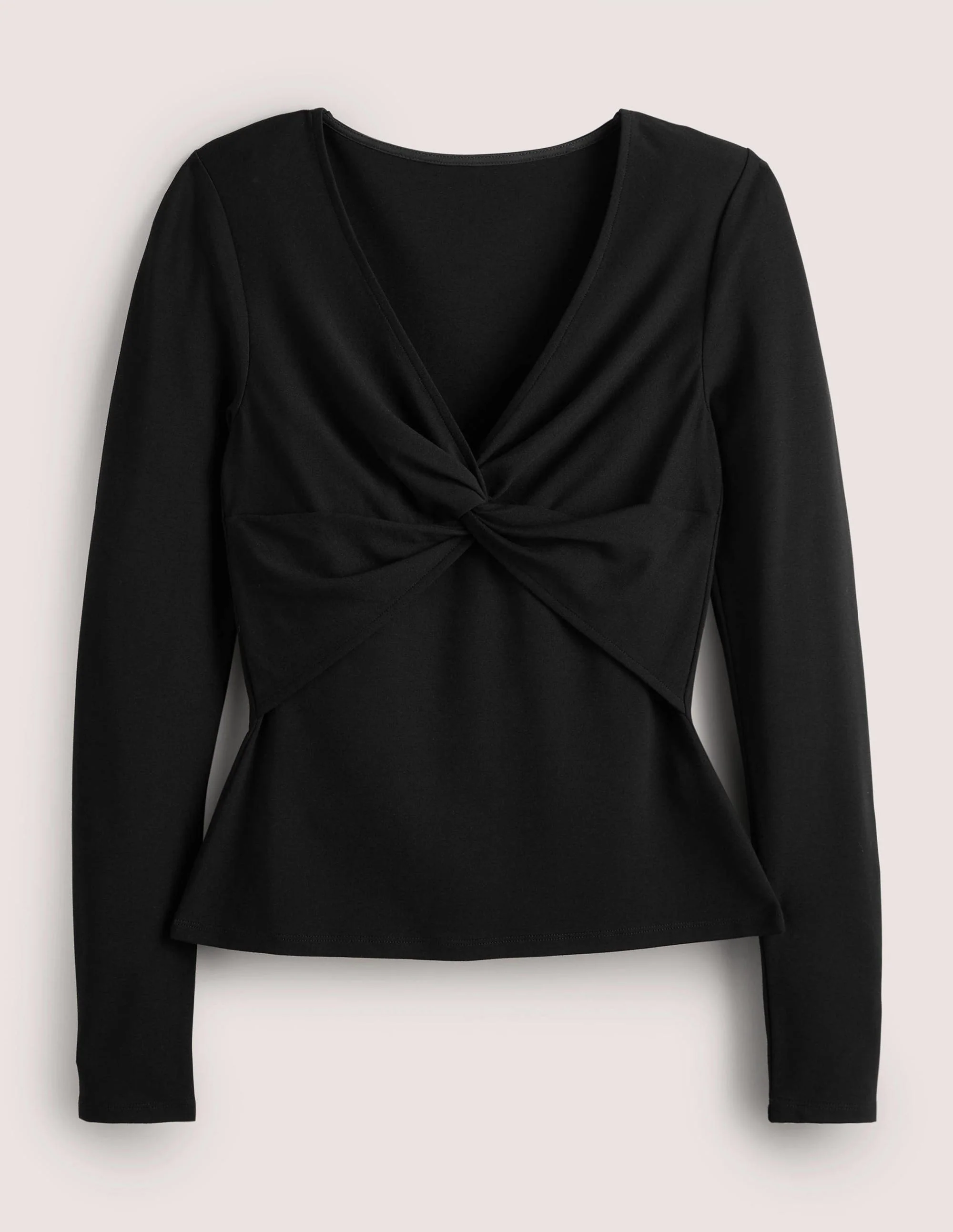 Ponte Twist Front Jersey Top-Black - Image 5