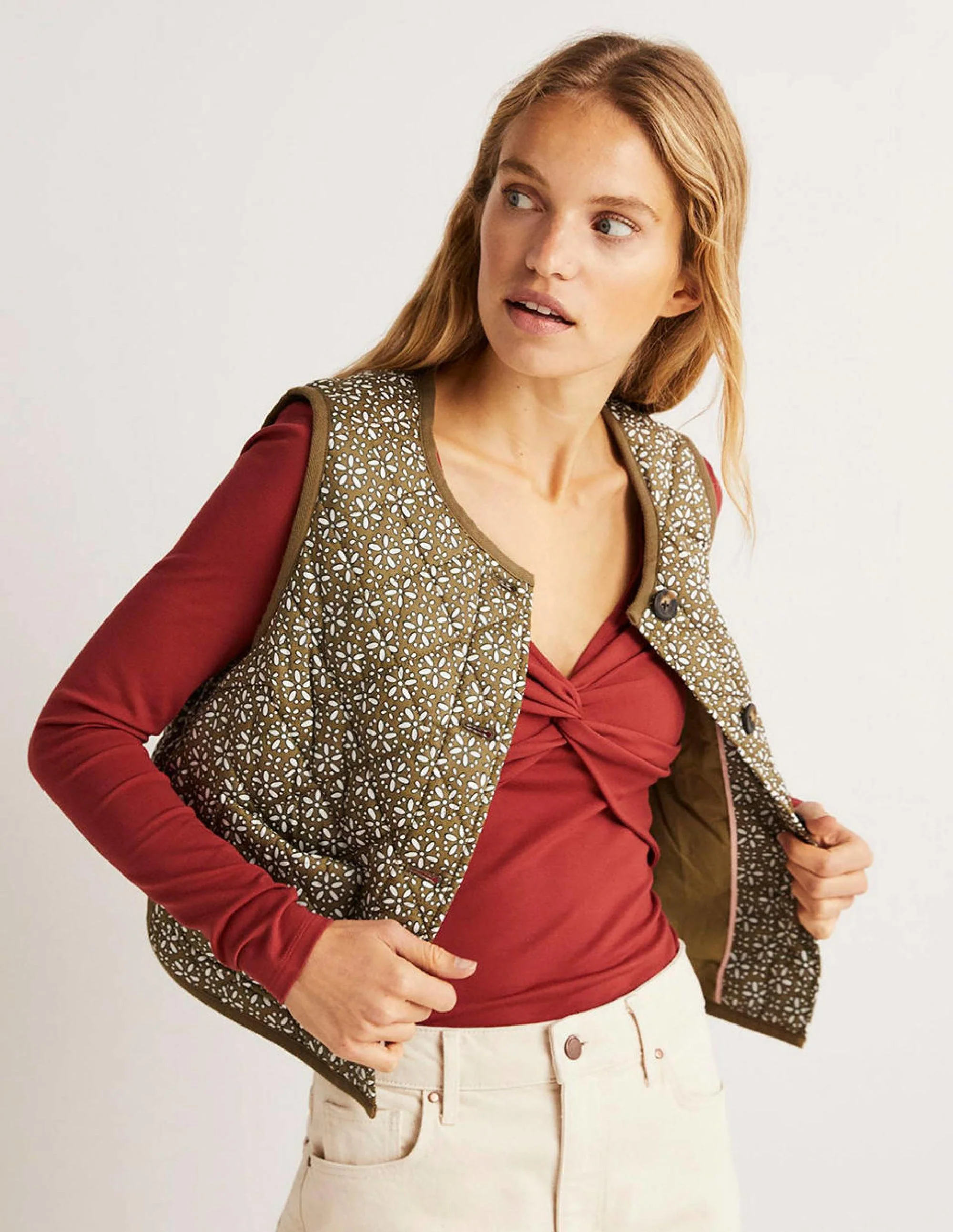 Ponte Twist Front Jersey Top-Chili Oil - Image 5