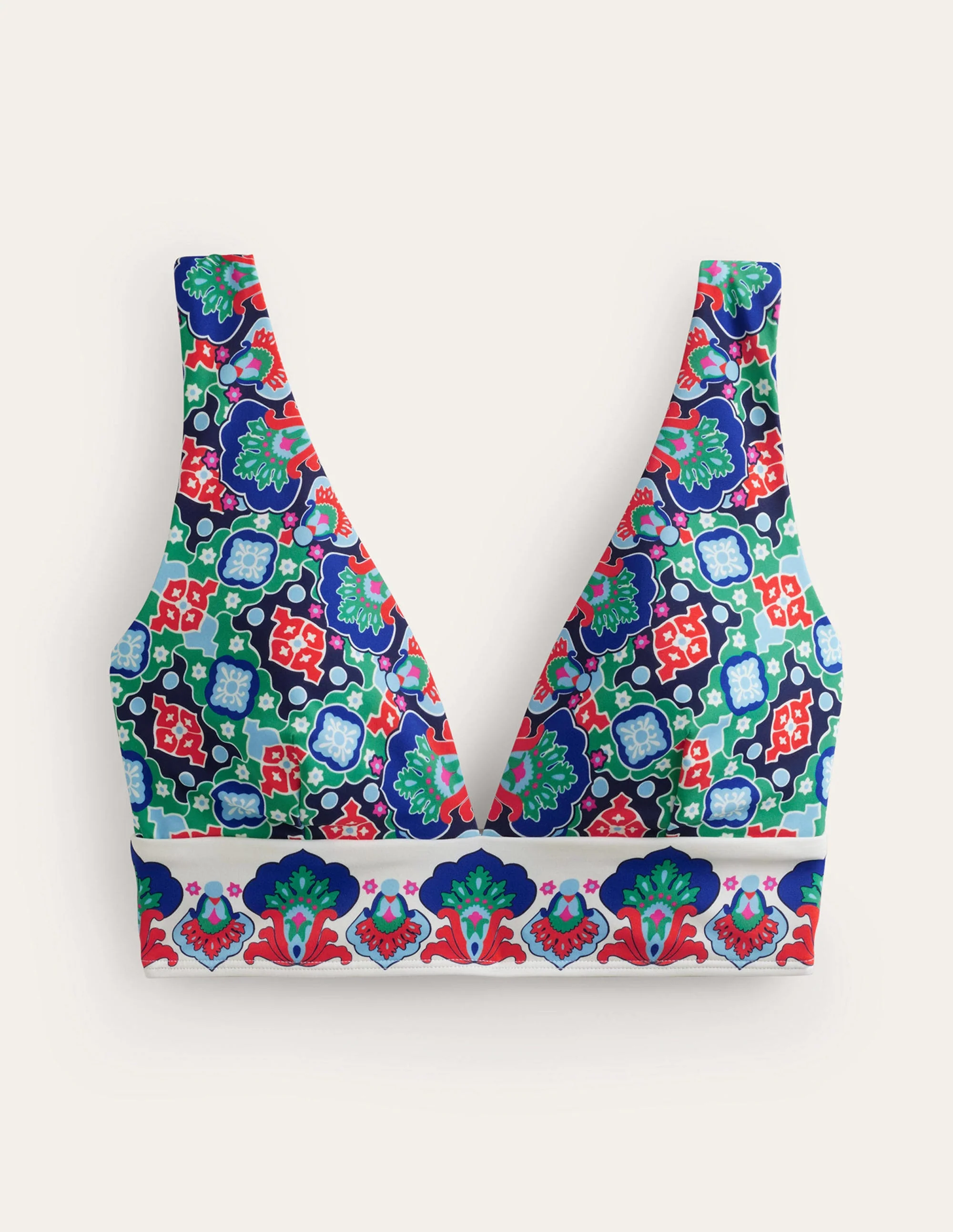 Porto V-neck Bikini Top-Mangrove Green, Embroidery - Image 5