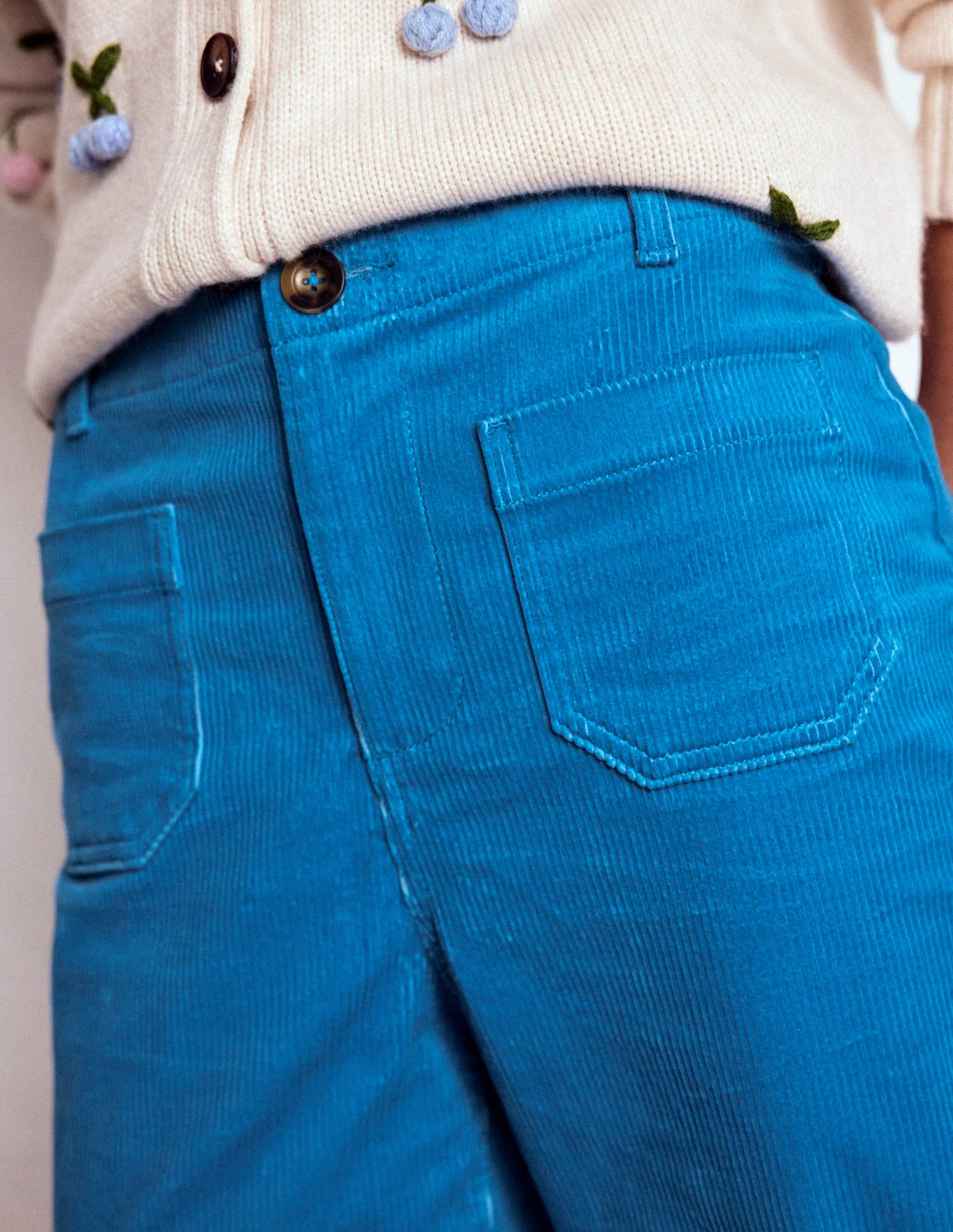 Primrose Cord Pants-Bright Blue - Image 2