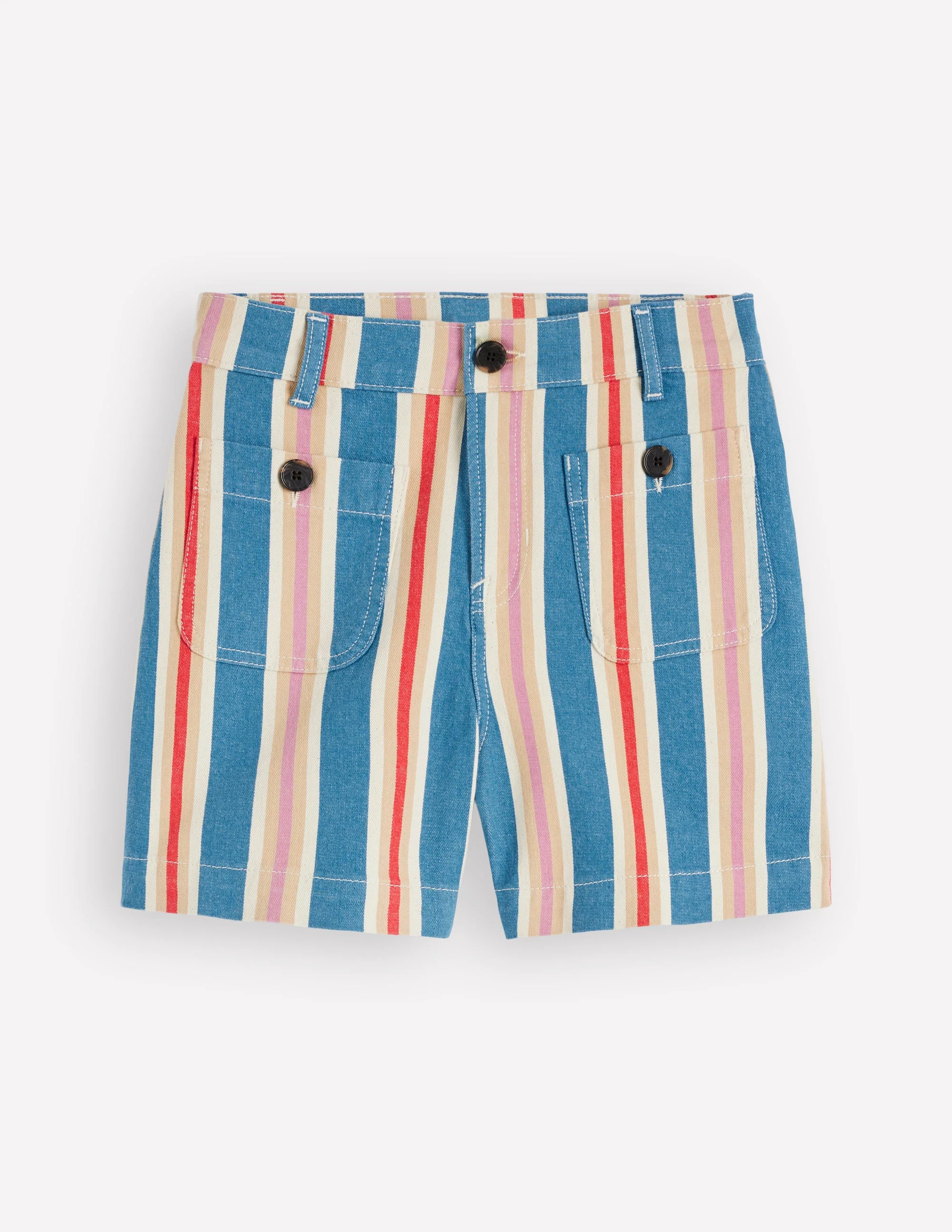 Primrose Denim Shorts-Blue, Pink, Red Multistripe - Image 7