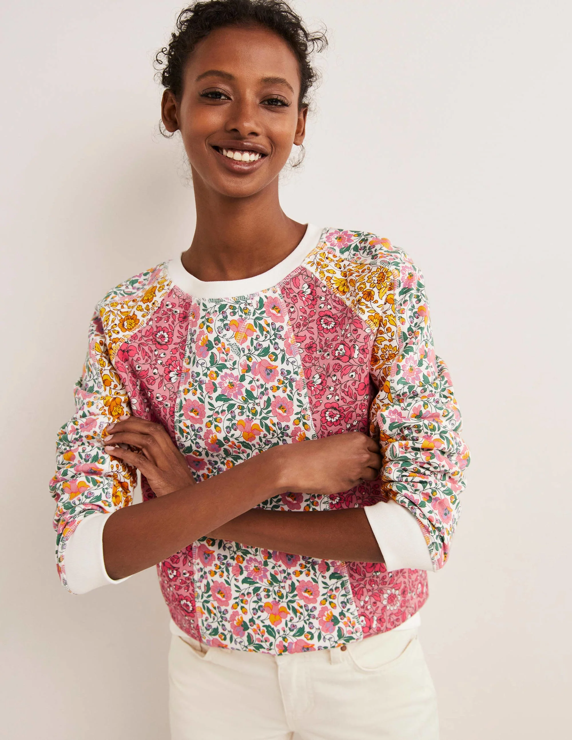 Printed Cotton Sweatshirt-Multi, Botanic Meadow