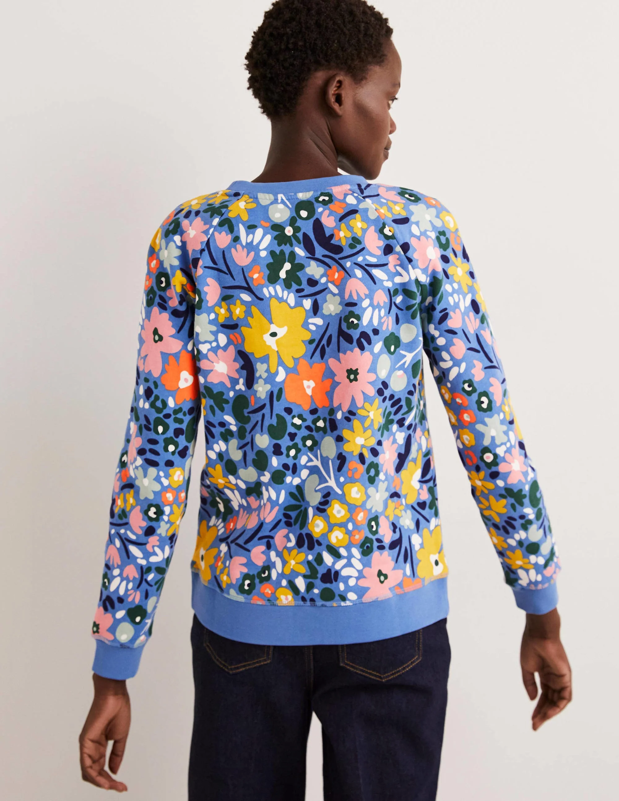 Printed Cotton Sweatshirt-Riviera Blue, Abstract Ditsy - Image 3