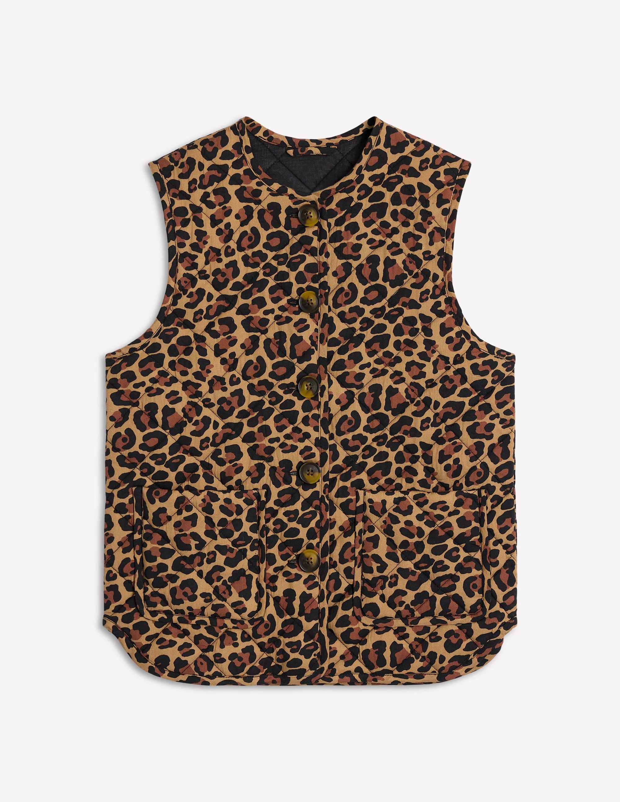 Printed Quilted Gilet-Leopard - Image 5