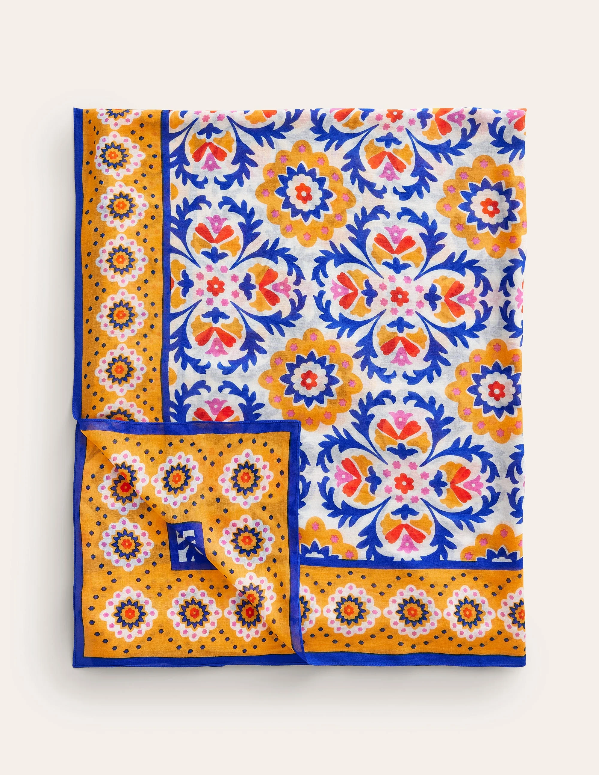 Printed Sarong Scarf-Artisan’s Gold, Mosaic Bloom - Image 2