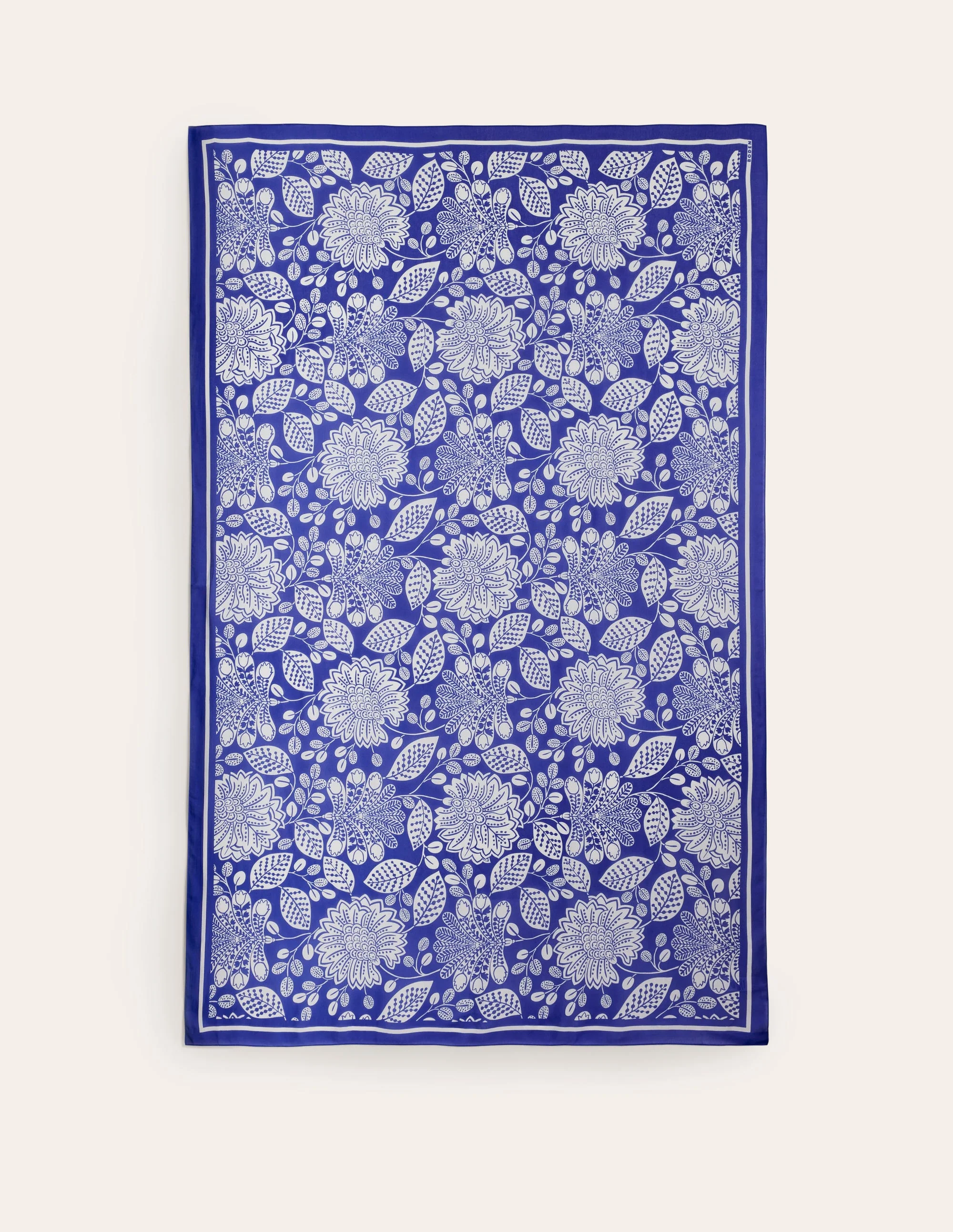 Printed Sarong Scarf-Bright Blue, Gardenia Swirl - Image 5