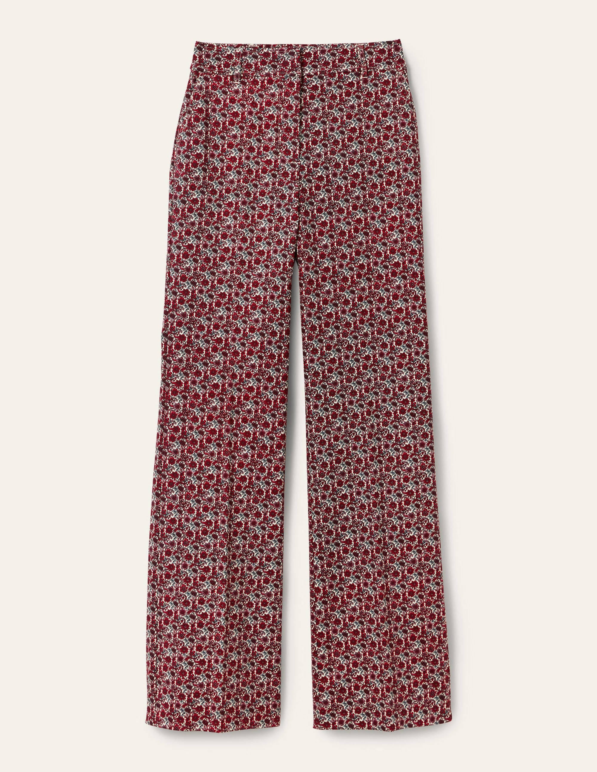 Printed Wideleg Pants-Red/Dusty Blue Floret Bloom - Image 5