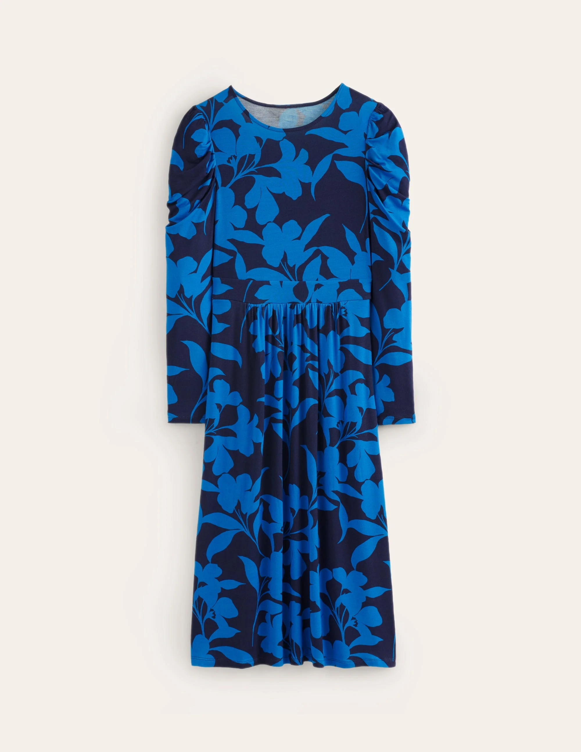 Puff Sleeve Blouson Dress-Navy, Silhouette Bloom - Image 6